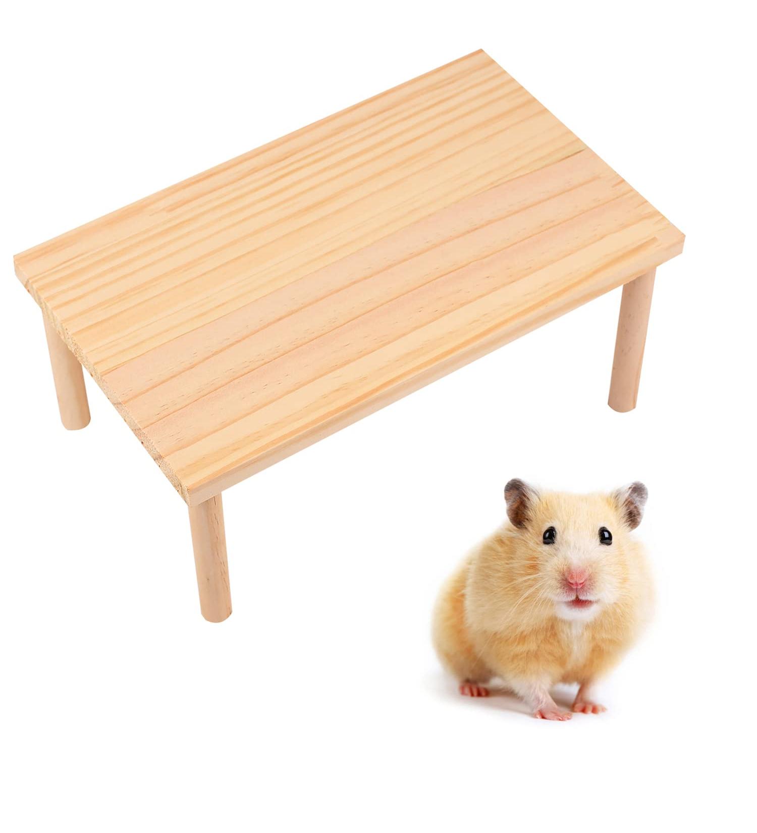 NAUZE Wooden Hamster Platform Toy Hamster Stand Platforms Perches for Small Animals Natural Toys Cage Accessories for Mouse Gerbil Rat Chinchilla - Buy Online on SooperMarket.com