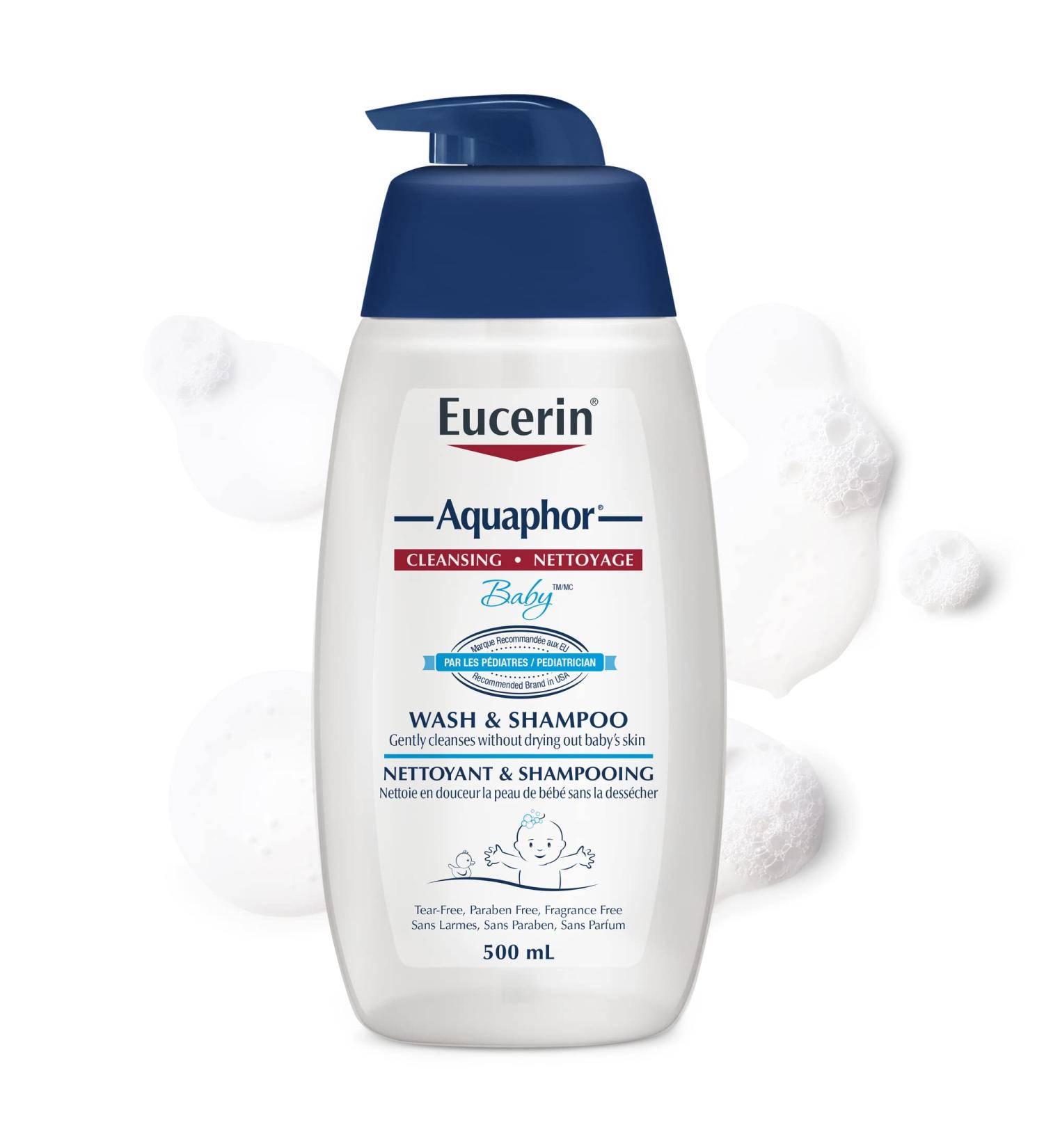 EUCERIN AQUAPHOR Baby Wash & Shampoo for Baby's Sensitive Skin 500mL | Baby Body Wash | Provitamin B5 | Fragrance-free Body Wash | Recommended by U.S. Pediatricians 500 ml (Pack of 1) - Buy Online on SooperMarket.com