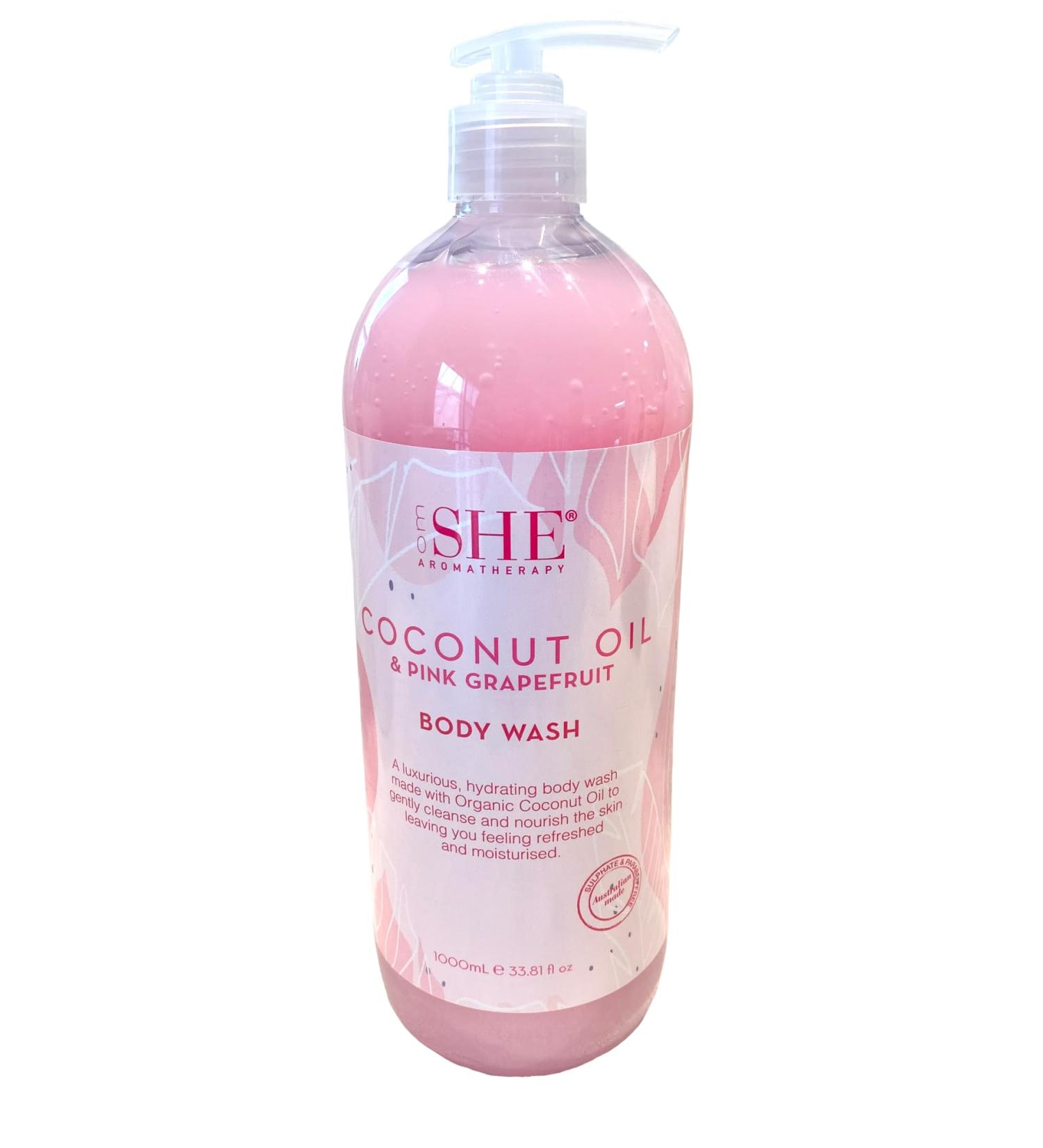 Om She Aromatherapy PINK GRAPEFRUIT Scented Shower Body Wash w/Coconut Oil 33.8 oz