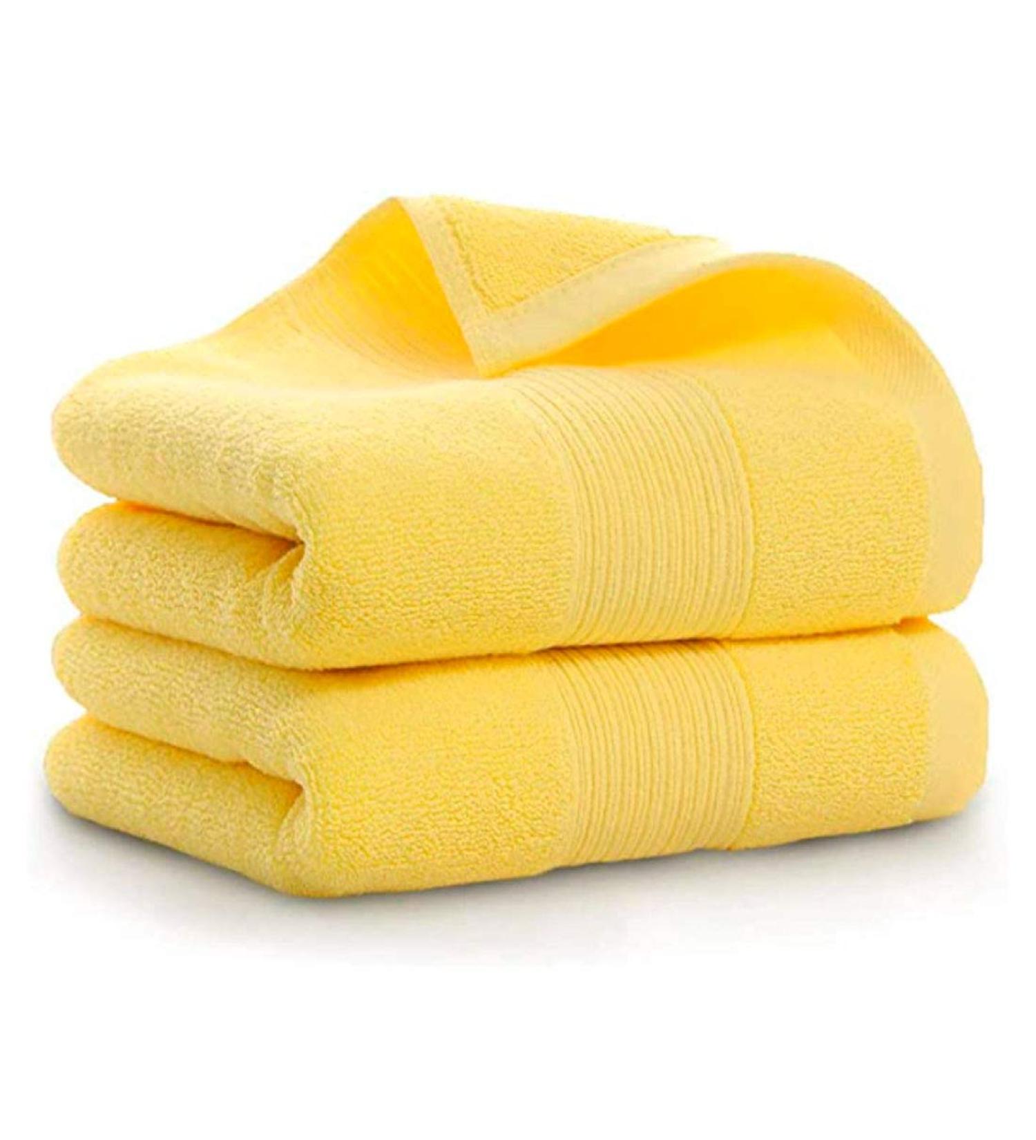 RUIBOLU 100% Cotton Ultra Soft Hand Towels - 2 Set, 14x30 Bath, Hand, Face, Gym Towels - Yellow - Buy Online on SooperMarket.com