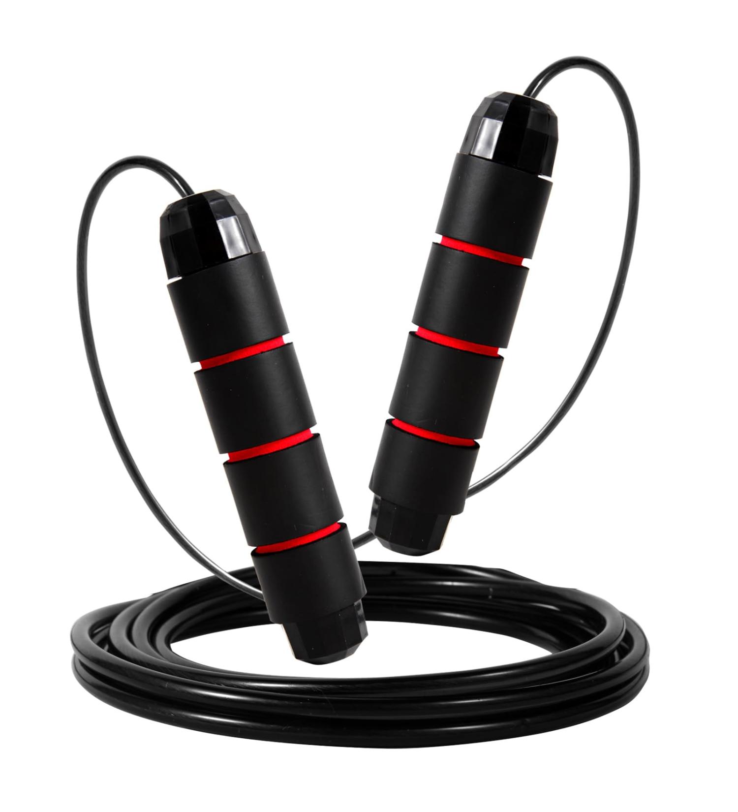 Adjustable Speed Rope - Foam Handle Slipproof Ideal for Fitness & Endurance Jumping - Perfect for Kids & Adults - Black/Red - Buy Online on SooperMarket.com