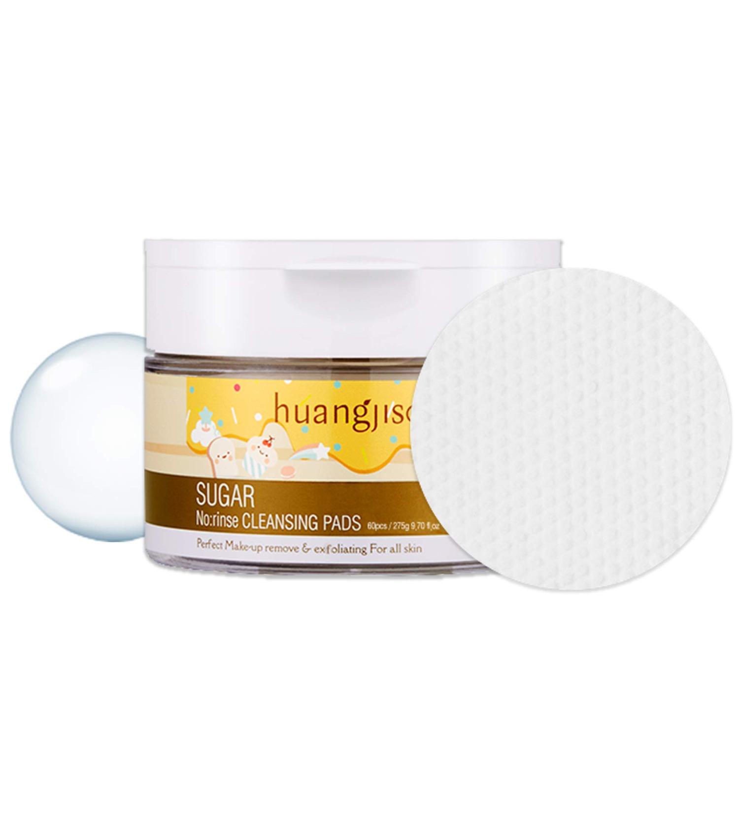 Huangjisoo Sugar No Rinse Cleansing Pads - 60 Pads | Gentle Skincare & Makeup Remover - Buy Online on SooperMarket.com