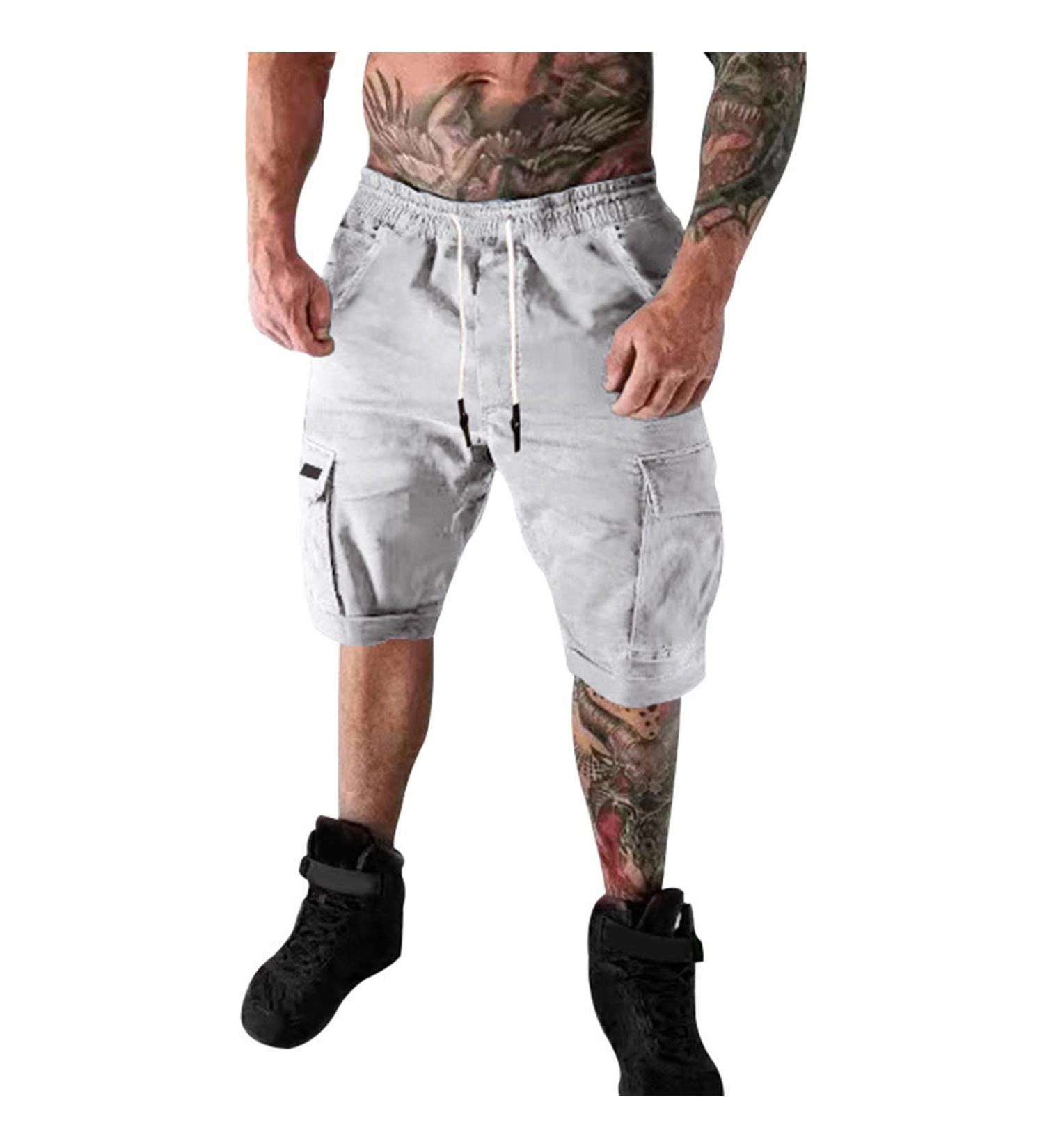 Qwuveds Men's Summer Fashion: Casual Single-Colored Pants Shorts Overalls & Jogging Shorts | Modern Stretch Fit - Buy Online on SooperMarket.com