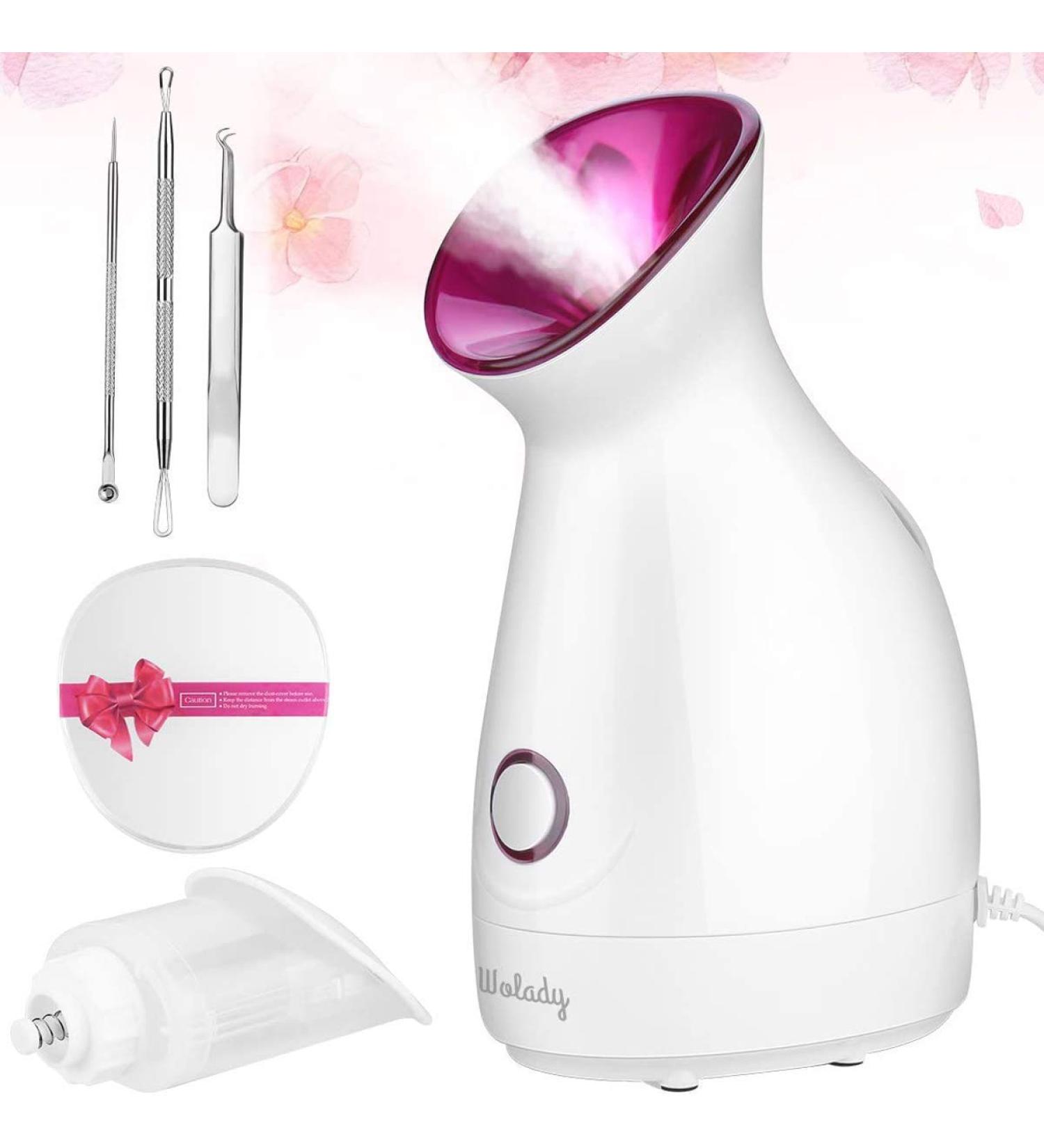 Facial Steamer SPA Sauna Face Humidifier Wolady Home Sauna Steamer Nano Ionic Warm Mist Humidifier Steamer with Stainless Steel Skin Kit for Pores Cleanse Clear Blackheads Acne Skin Cares (Middle) Pink - Buy Online on SooperMarket.com