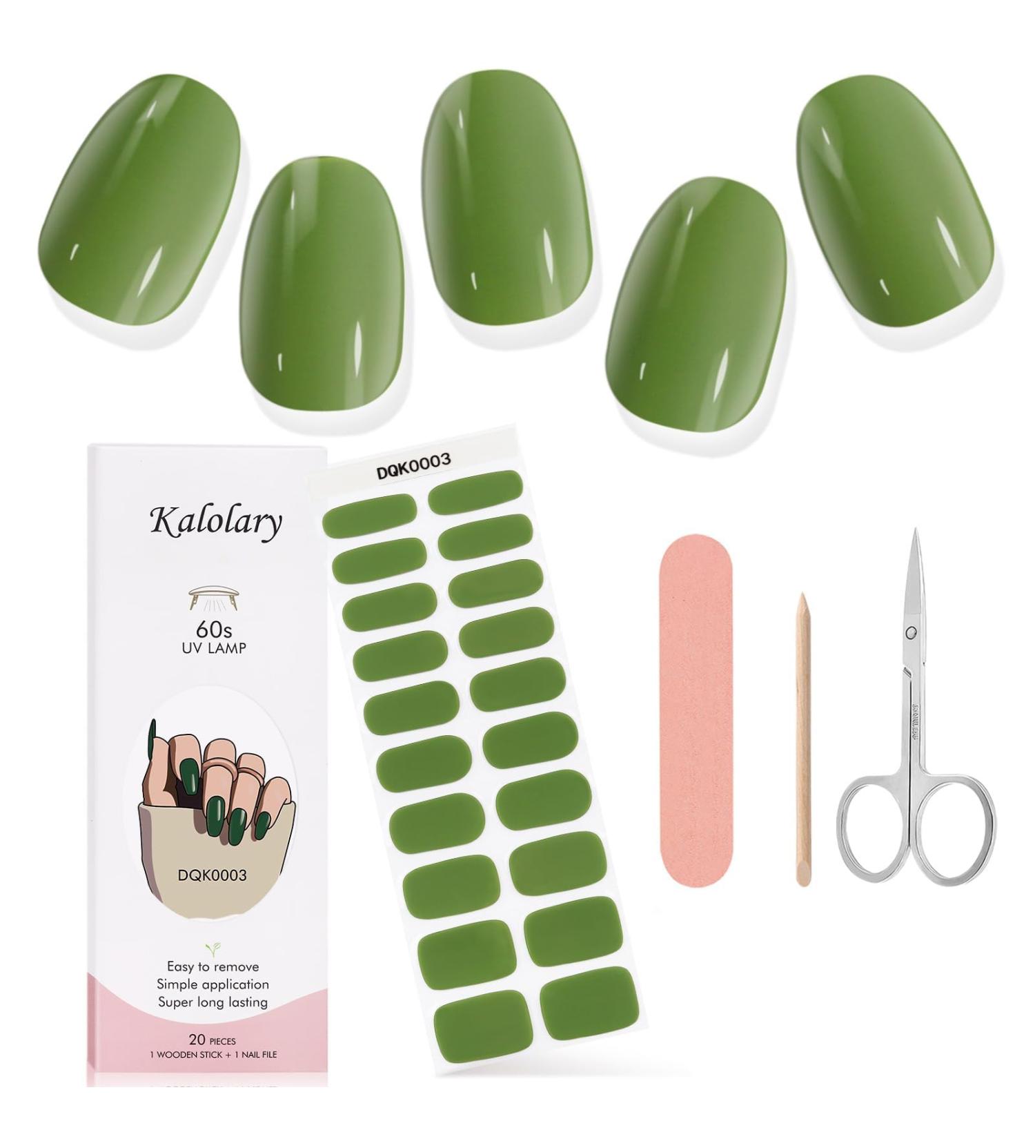 Kalolary Gel Nail Polish Strips Nail Gel Art Sticker Waterproof Full Nail Wraps Decal Sets with Scissors Nail File and Stick for Women Girls Nail Art Decor (UV/LED Lamp Required)-3 - Buy Online on SooperMarket.com