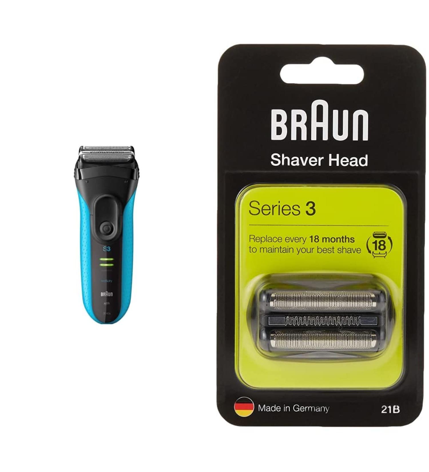 Buy Braun Series 3 Razor for Men - 3-in-1 Electric Shaver with 30 Min Runtime - 3010BT Blue & Black Bundle - Buy Online on SooperMarket.com