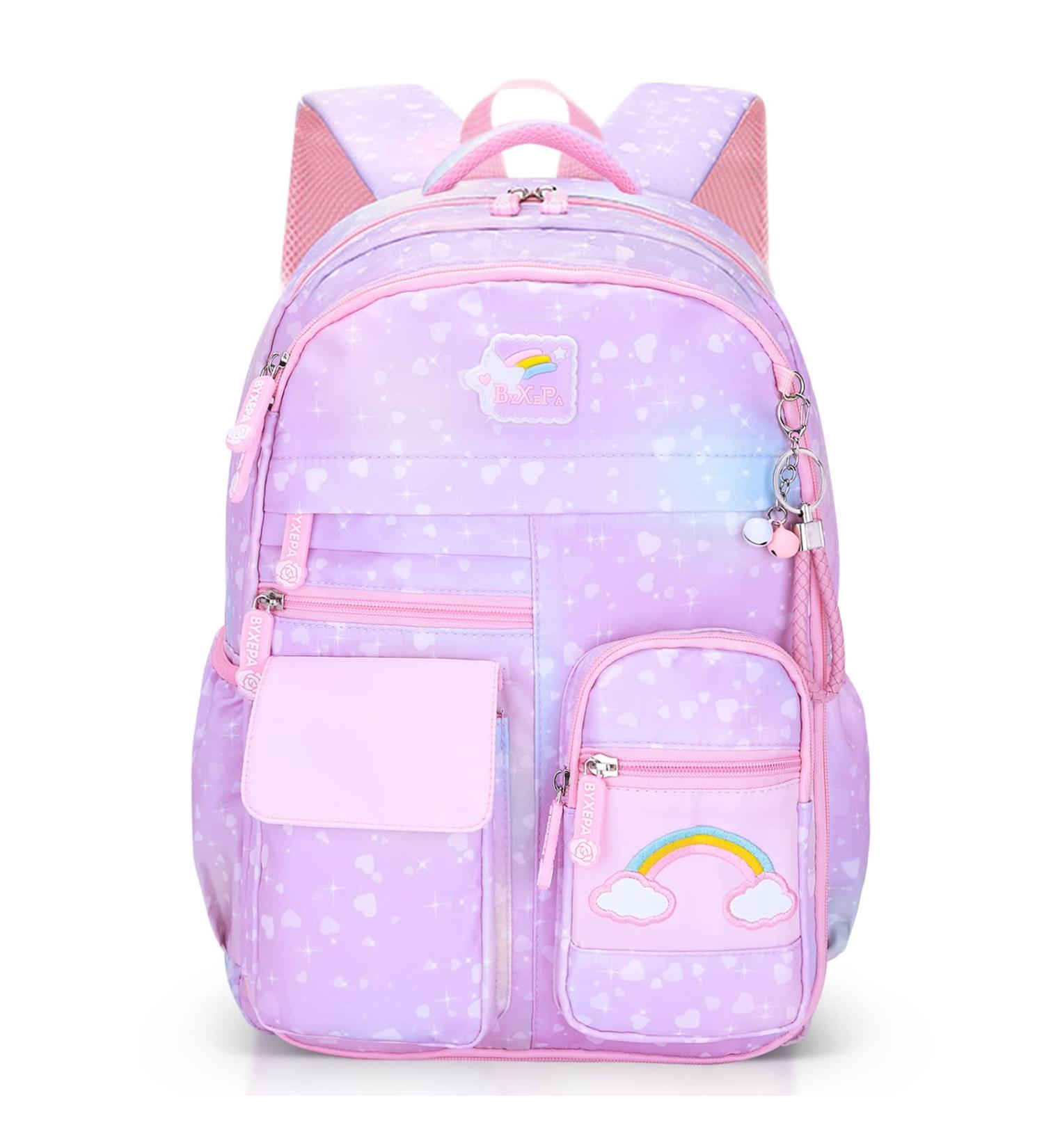 BYXEPA Girls Backpack - Cute School Kids Book Bag with Compartments for Students - Purple Kids' School Bag - Buy Online on SooperMarket.com