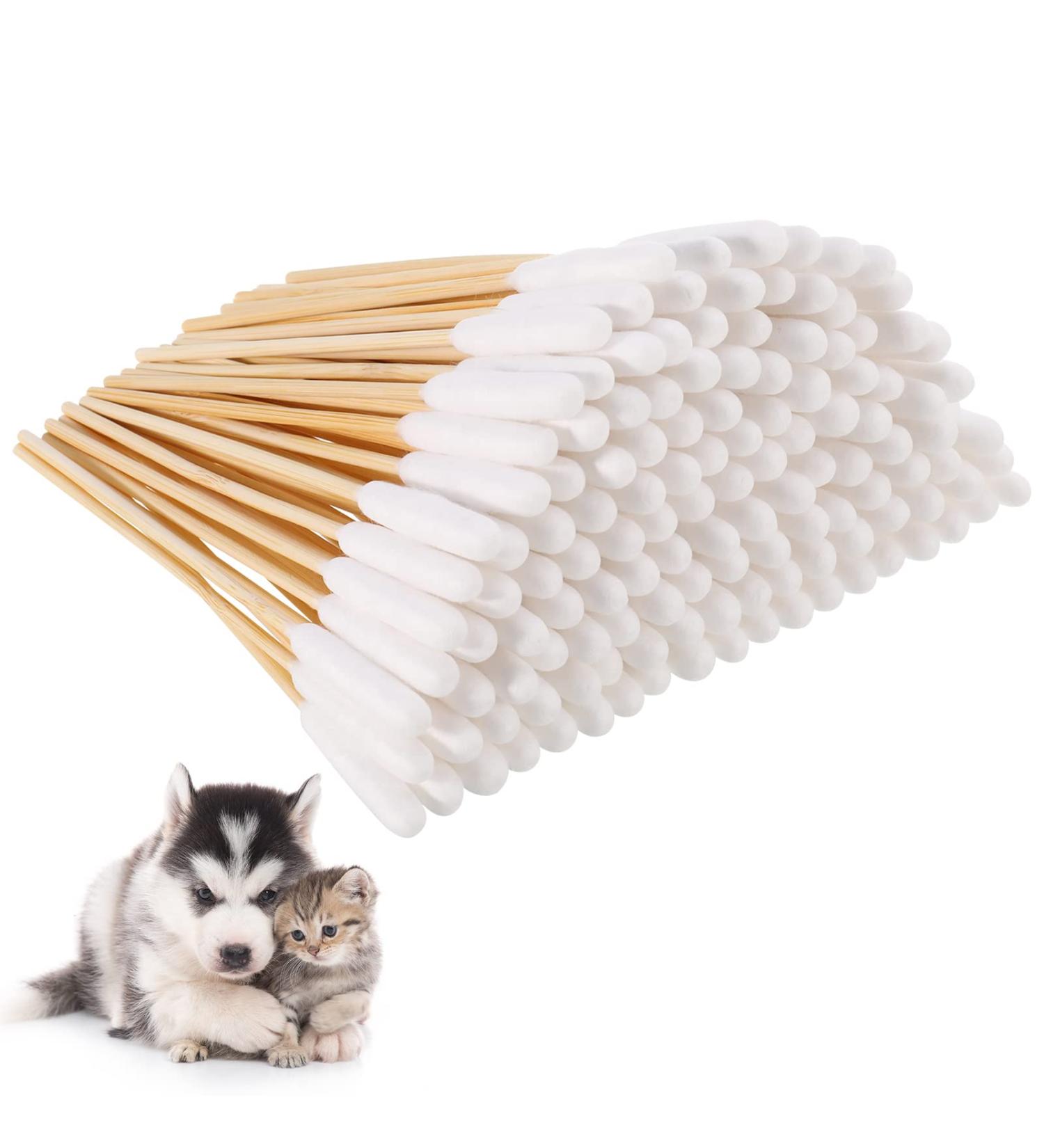 Chutoral 200 Pcs Pet Dog Ear Cleaner Cotton Buds 6 Inch Large Cotton Buds Animal Ear Cleaning Cotton Swab Sticks Wax Remover Itchy Ear Relief for Dogs Ear Wax Infection Removal - Buy Online on SooperMarket.com