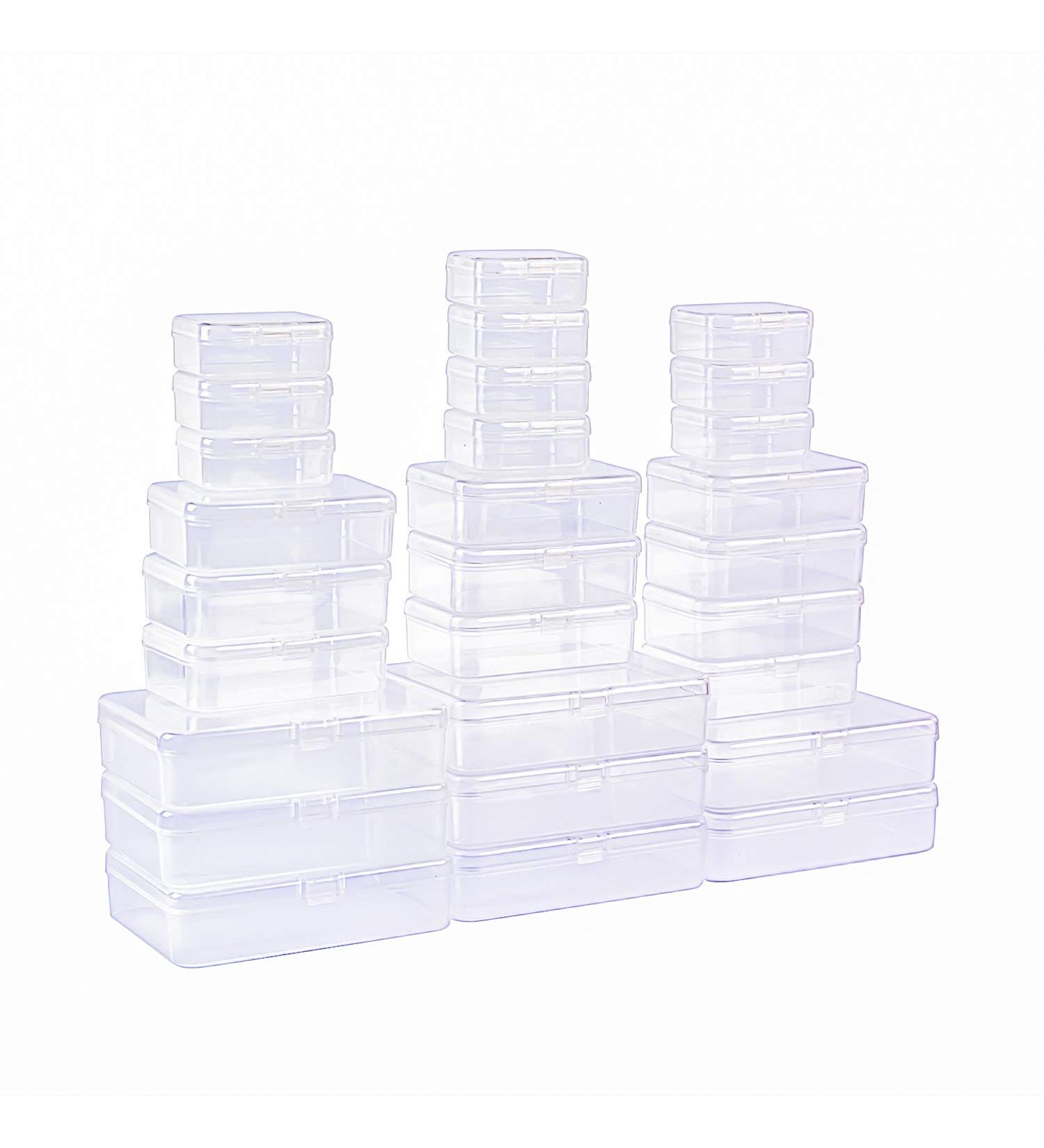 LJY 28-Piece Mini Plastic Storage Containers with Lids - Clear - Ideal for Small Items and Craft Projects - Buy Online on SooperMarket.com