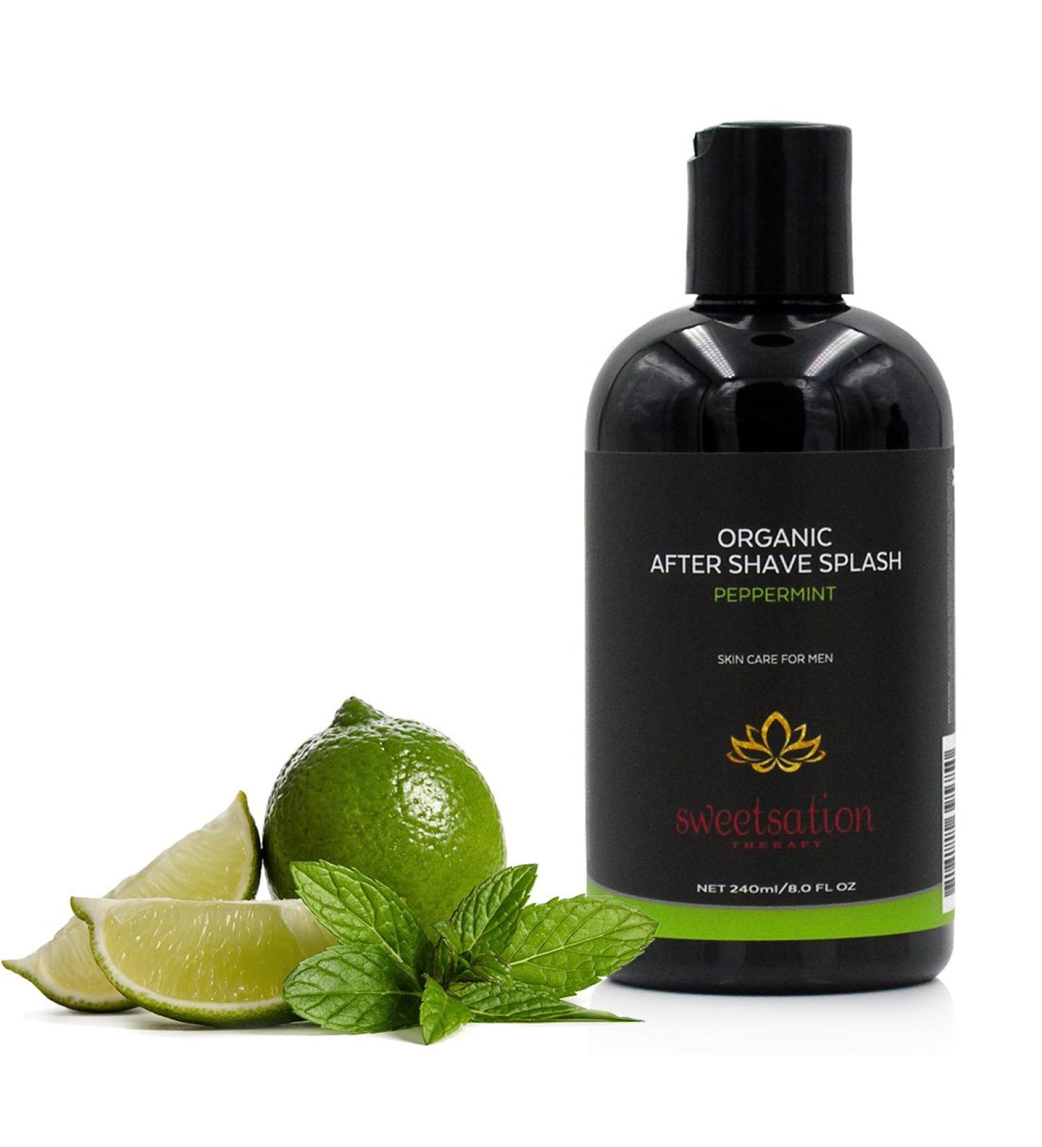 Organic After Shave Minty Splash 8oz - Refreshing Natural Aftershave for All Skin Types | International Shipping Available - Buy Online on SooperMarket.com