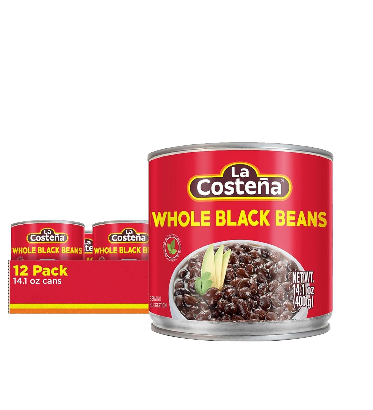 La Costena Black Whole Beans 12 x 400g Case/Mexican Frijoles Black Whole Beans Canned Cooked Beans (Pack of 12) - Buy Online on SooperMarket.com