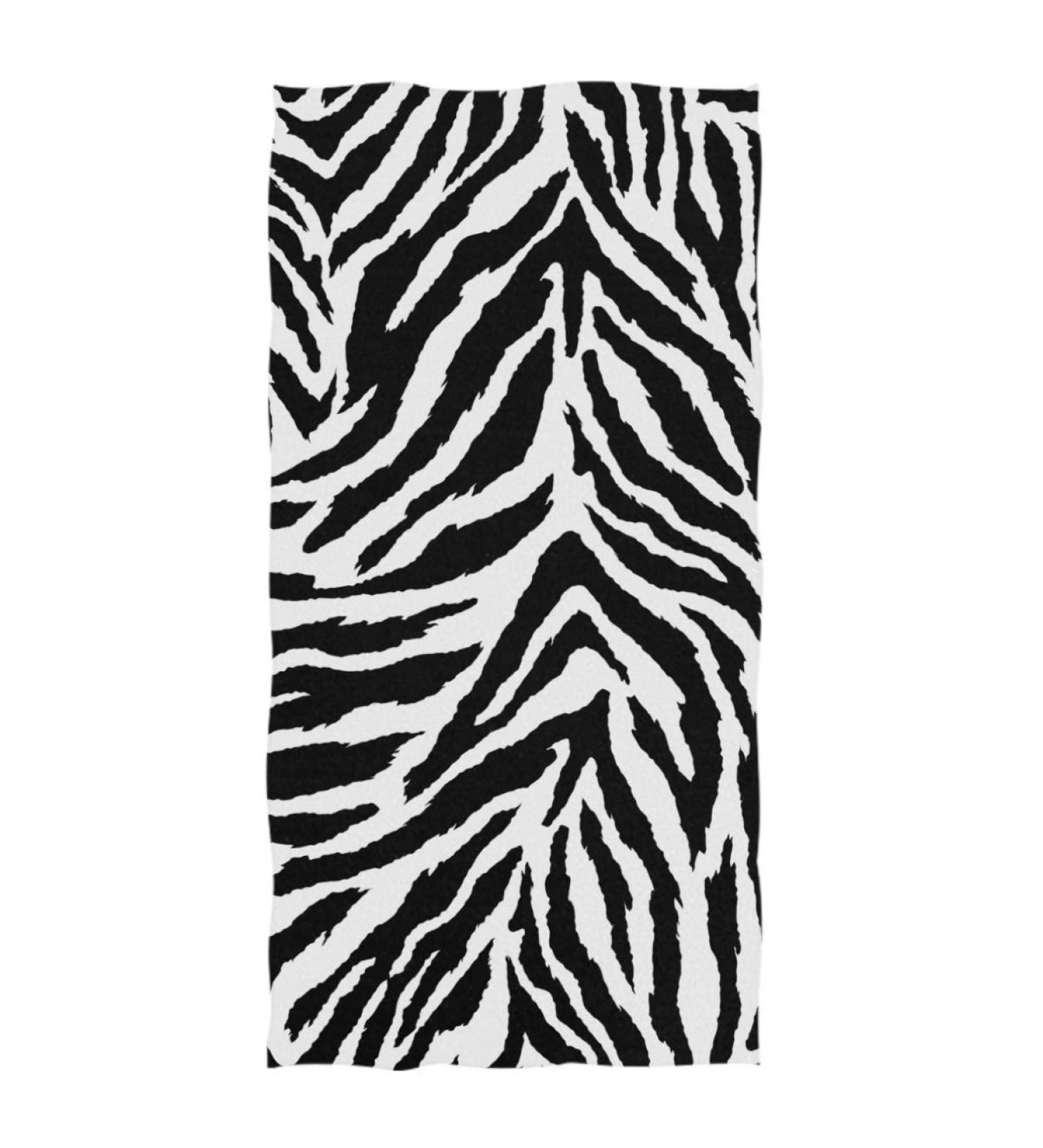 Naanle Stylish Zebra Seamless Pattern Hand Towel (16 x 30) - Highly Absorbent & Multipurpose for Bathroom, Hotel, Gym & Spa - White & Black Zebra Print - Buy Online on SooperMarket.com