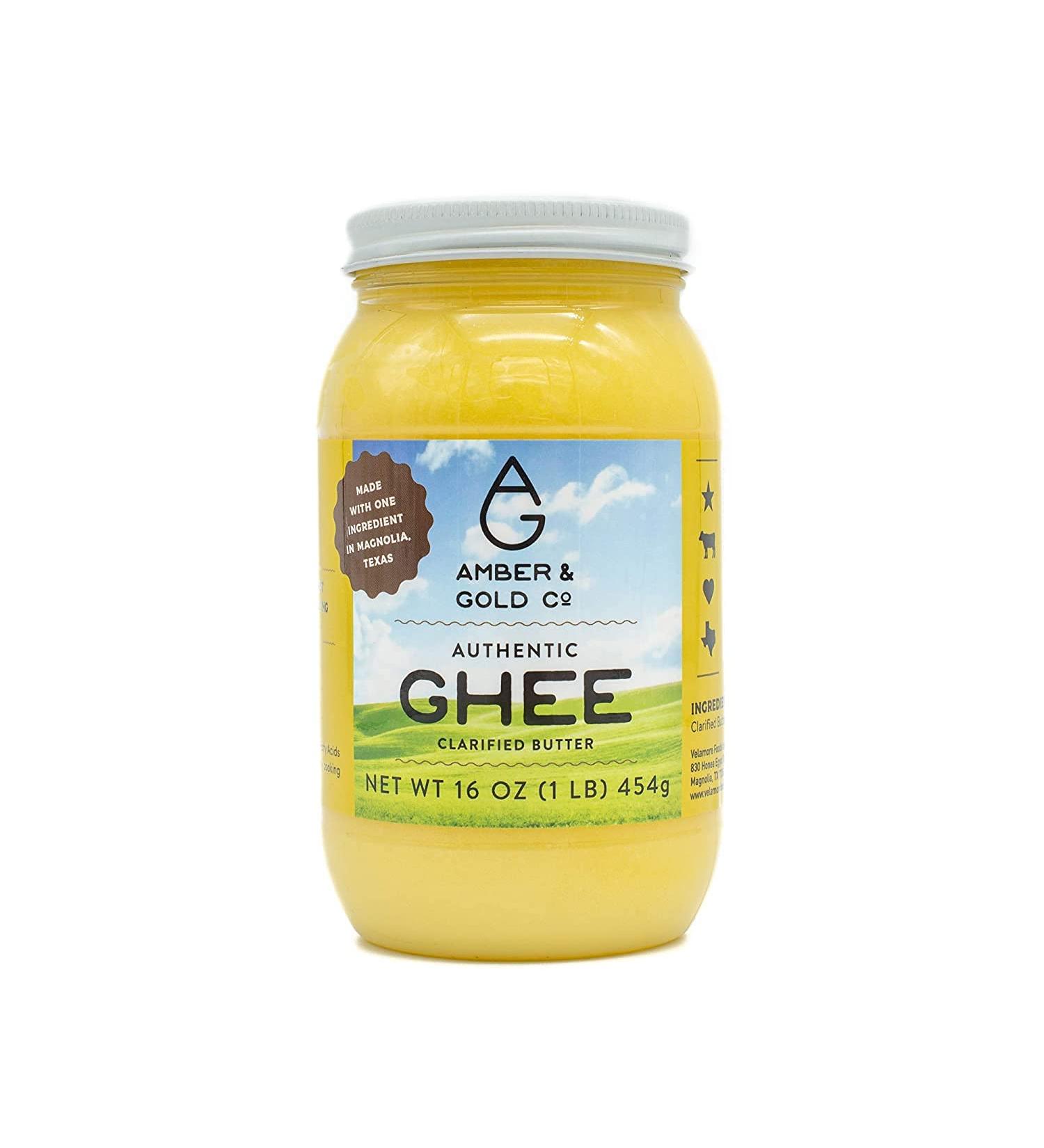 Amber & Gold Authentic Ghee 16oz - Keto, Paleo & Gluten Free - Healthy Snacks, Coffee Creamer & Cooking - Buy Online on SooperMarket.com