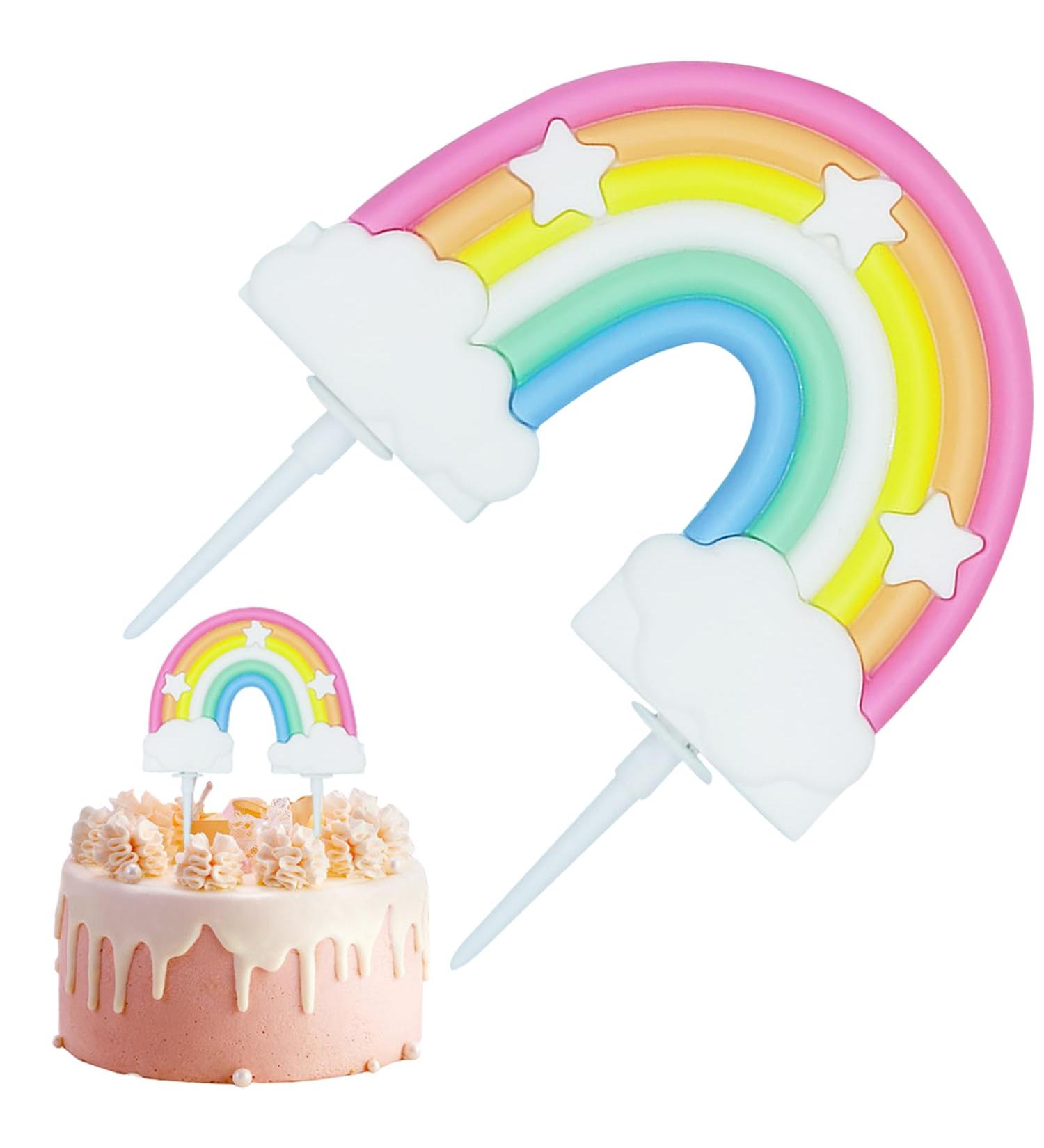 Airfish Rainbow Cake Topper Rainbow Cake Decoration for Happy Birthday Rainbow Theme Cake Supplies for Boys and Girls Party Anniversary Wedding Kids - Buy Online on SooperMarket.com