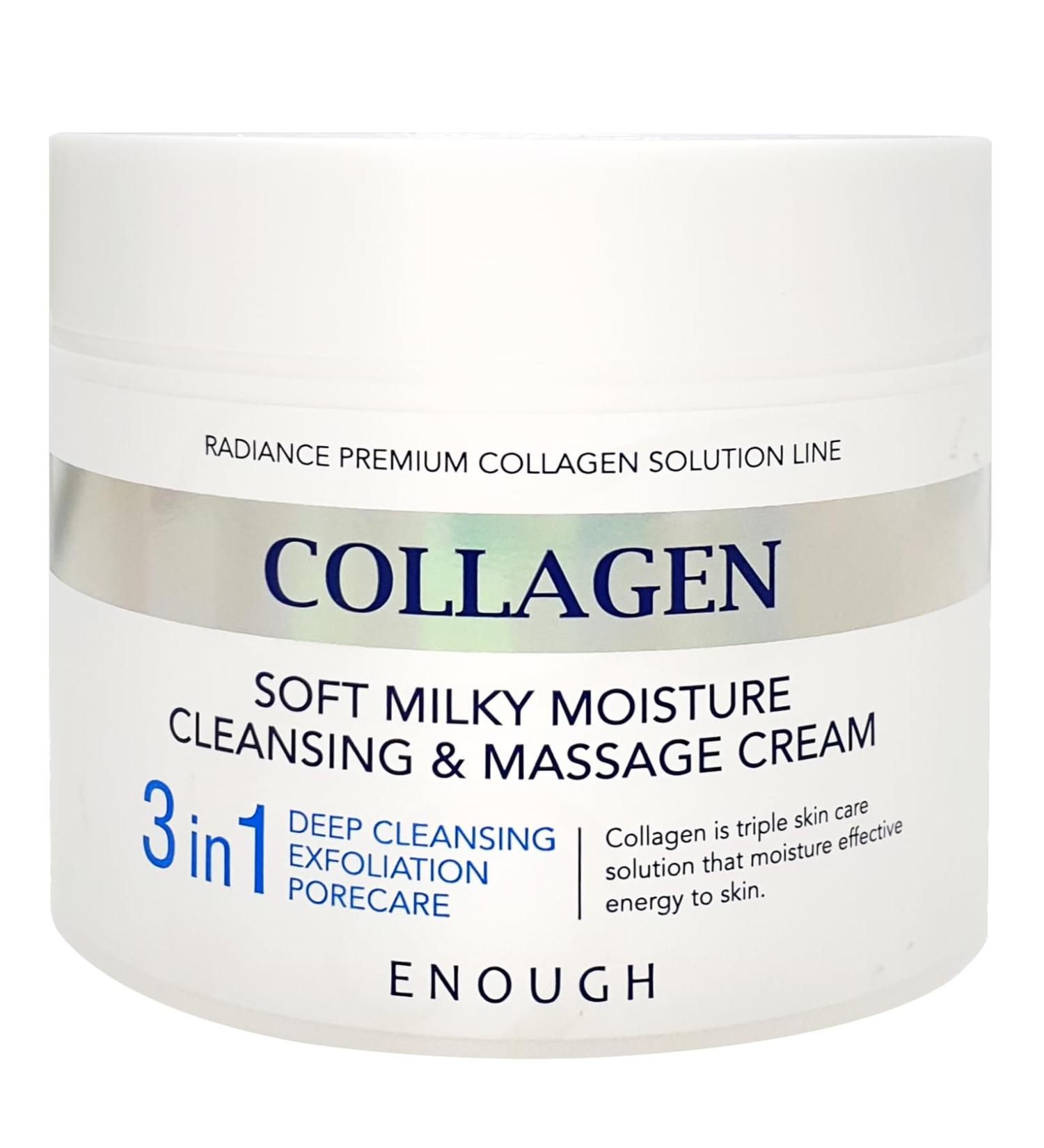 Enough Collagen Soft Milky Moisture Cleansing Cream | Deep Hydrating Face Cleanser & Makeup Remover | Korean Skincare for All Skin Types - 10.58 oz - Buy Online on SooperMarket.com