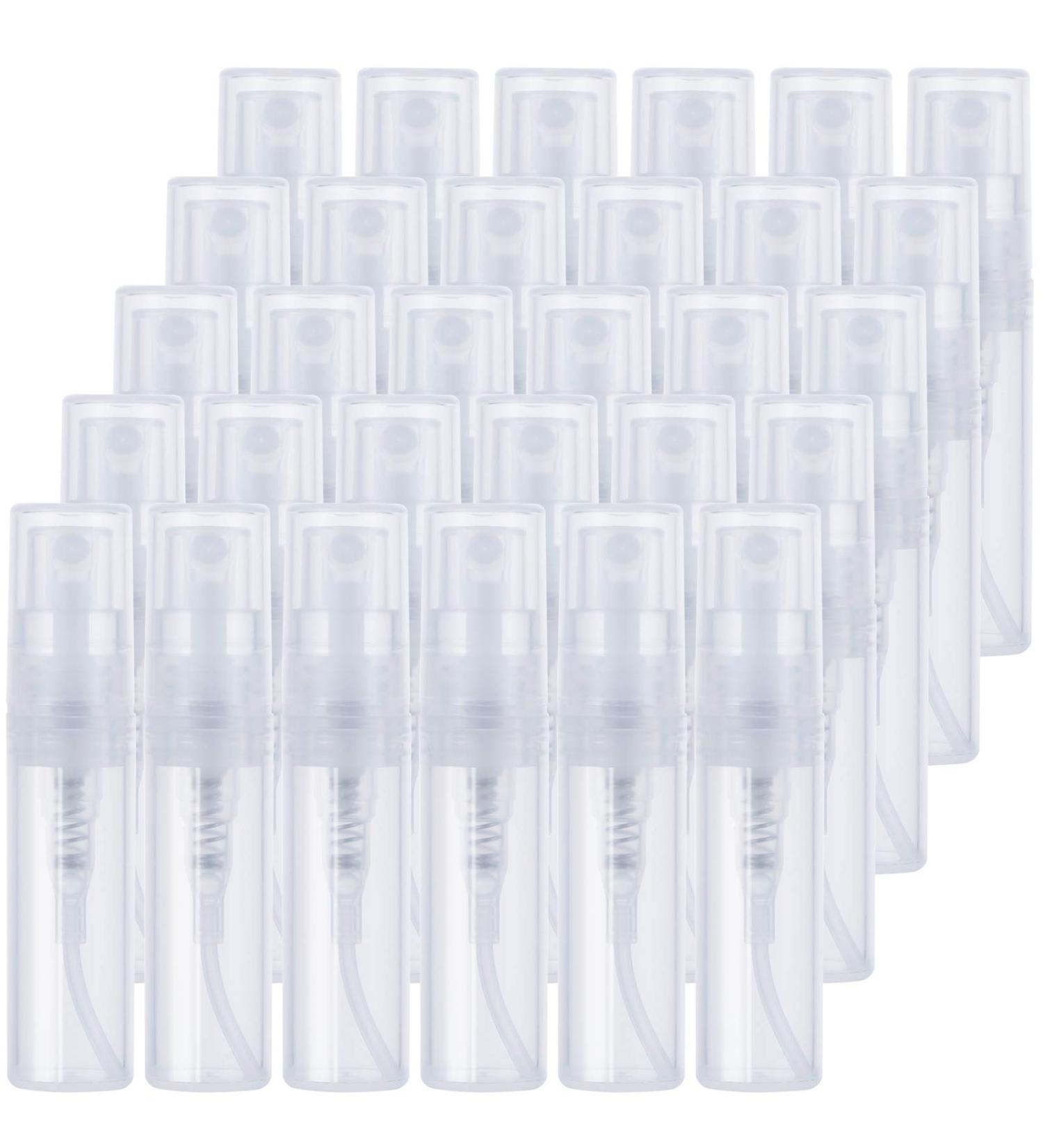 Phoetya 30 Pack 2ml Mini Refillable Spray Bottles - Transparent Plastic Perfume & Makeup Tool for Travel - Buy Online on SooperMarket.com