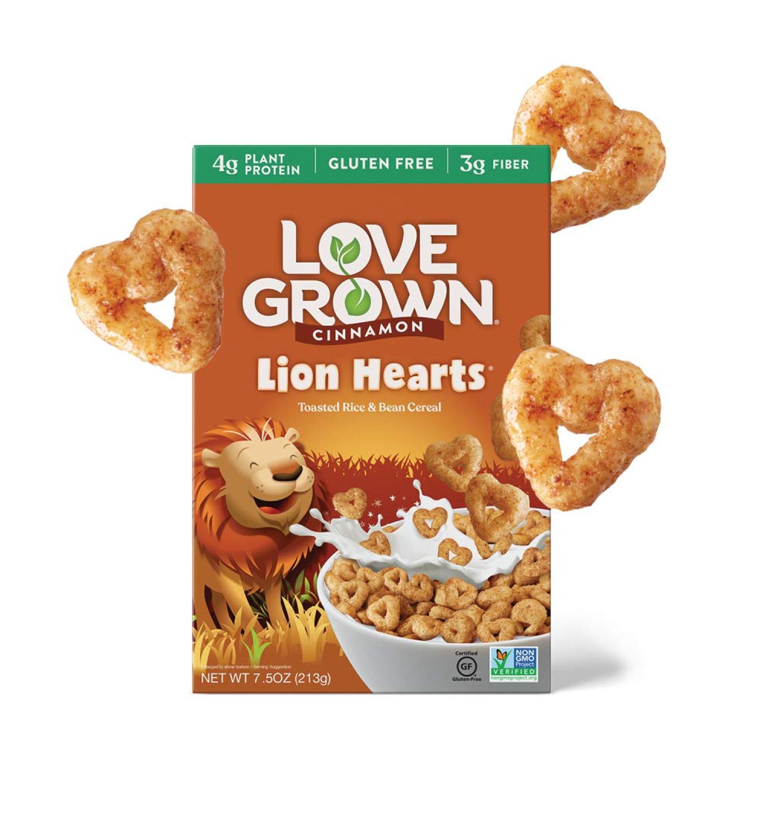 Love Grown Lion Hearts Cereal 7.5oz Box 6-Pack Cinnamon - Buy Online Now! - Buy Online on SooperMarket.com