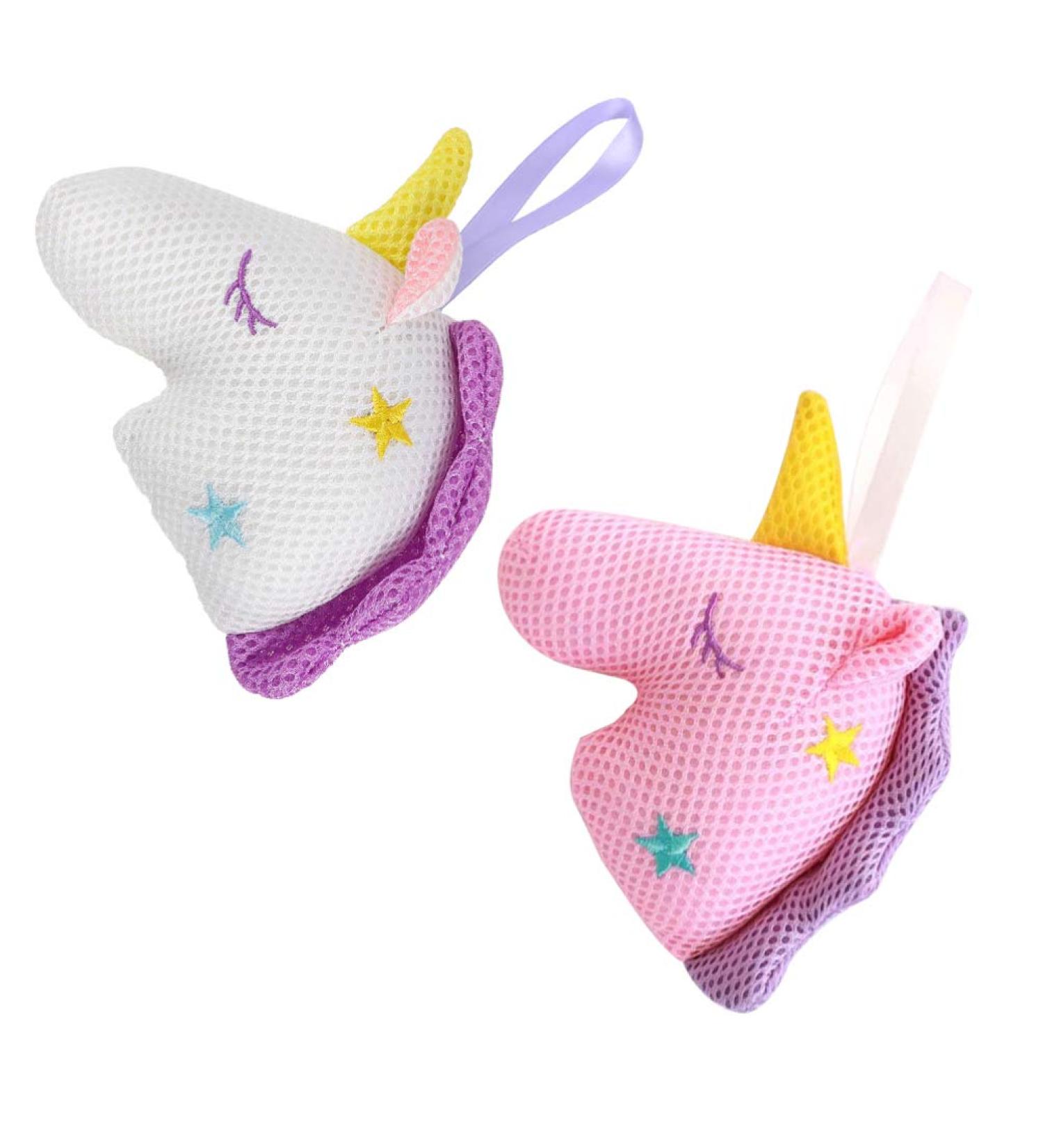 Heallily Unicorn Bath Sponge Pouf Exfoliating Loofah 2pcs for Women Girls - White Pink - Buy Online on SooperMarket.com