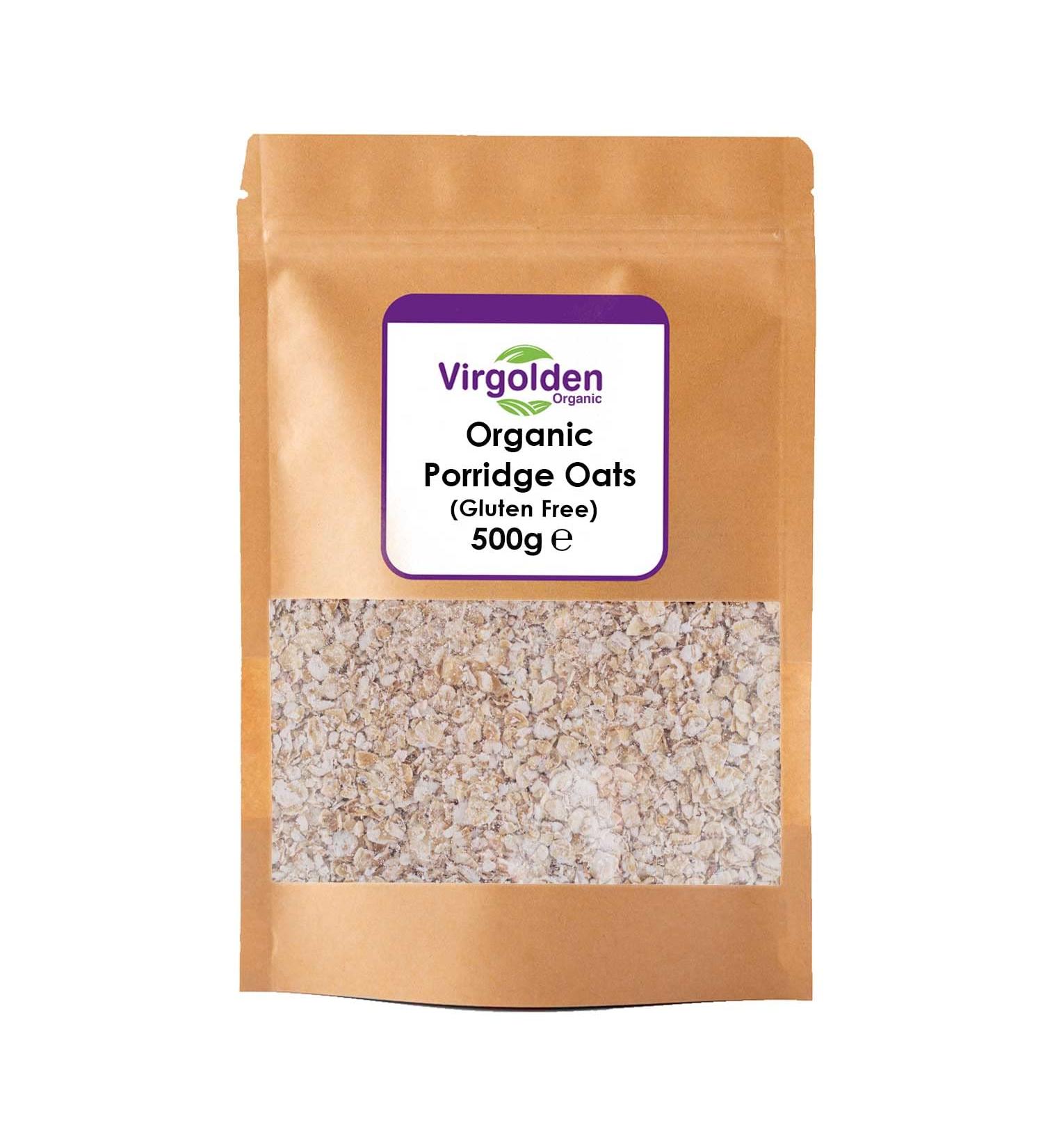 Organic Porridge Oats (Rolled Oat Flakes) 500g by Virgolden Organic - Great for Cooking Breakfast or Baking - Buy Online on SooperMarket.com