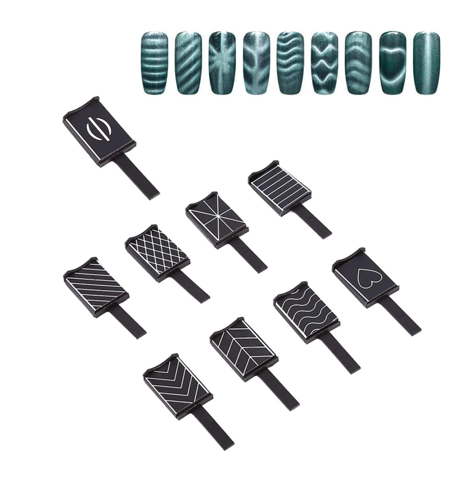 9 Piece 3D Cat Eye Nail Art Set | Magnetic LED Polish & UV Gel Tools for Stunning Manicures - Buy Online on SooperMarket.com