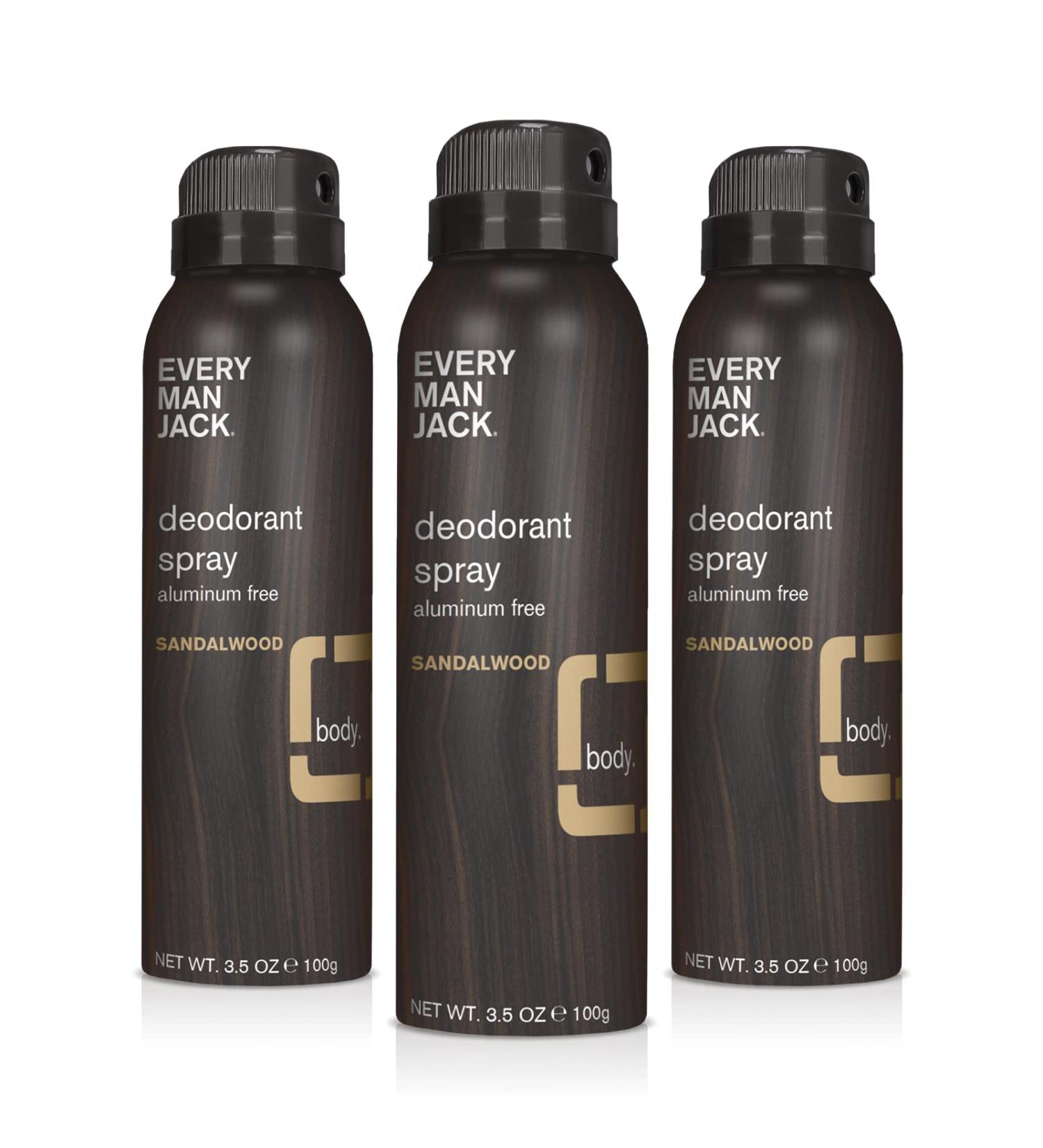 Every Man Jack Sandalwood Deodorant Dry Spray - Aluminum-Free & Long Lasting - 3.5 oz (Pack of 3) - Buy Online on SooperMarket.com