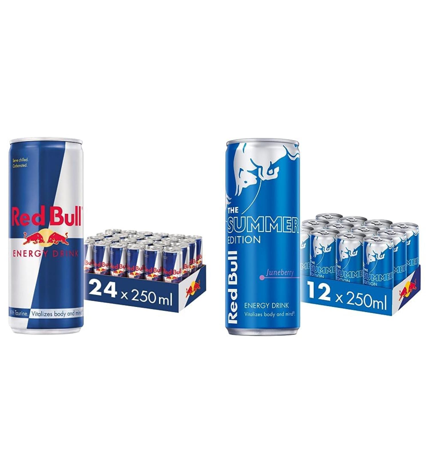 Red Bull Energy Drink 250 ml x 24 (Pack of 6 x 4) & Energy Drink Summer Edition Juneberry 250 ml x12 - Buy Online on SooperMarket.com