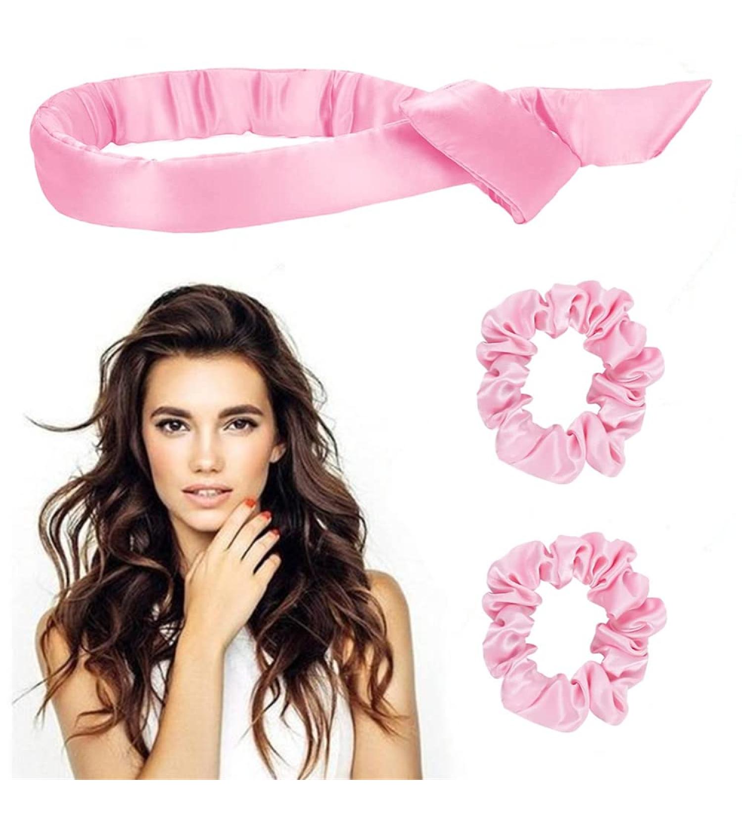 Lazy Curling Rod Headband Set - Heatless Hair Curler, Pink - Buy Online on SooperMarket.com