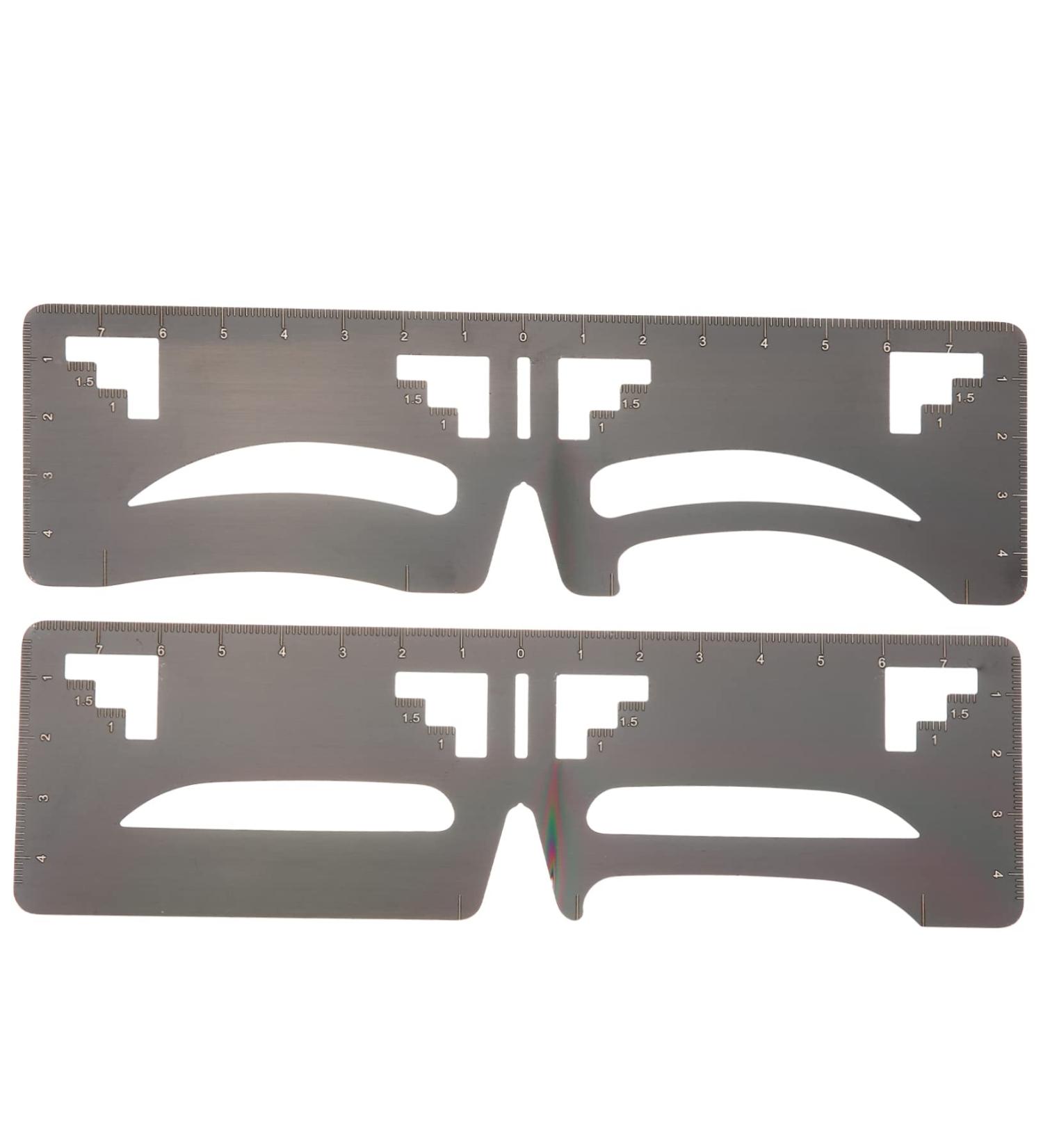 Baluue 2pcs Eyebrow Ruler Brow Guide Template Eyebrow Tools Brow Mapping Eyebrow Tracer Stainless Steel 20x4.8cm As Shown - Buy Online on SooperMarket.com