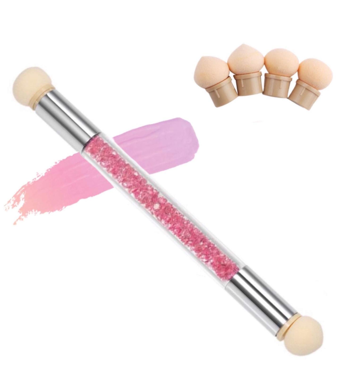 Nail Art Tools Set - Double Head Ombre Sponge Stick & Brush Applicator with 4 Replacement Heads for Perfect Pigment Application - Buy Online on SooperMarket.com