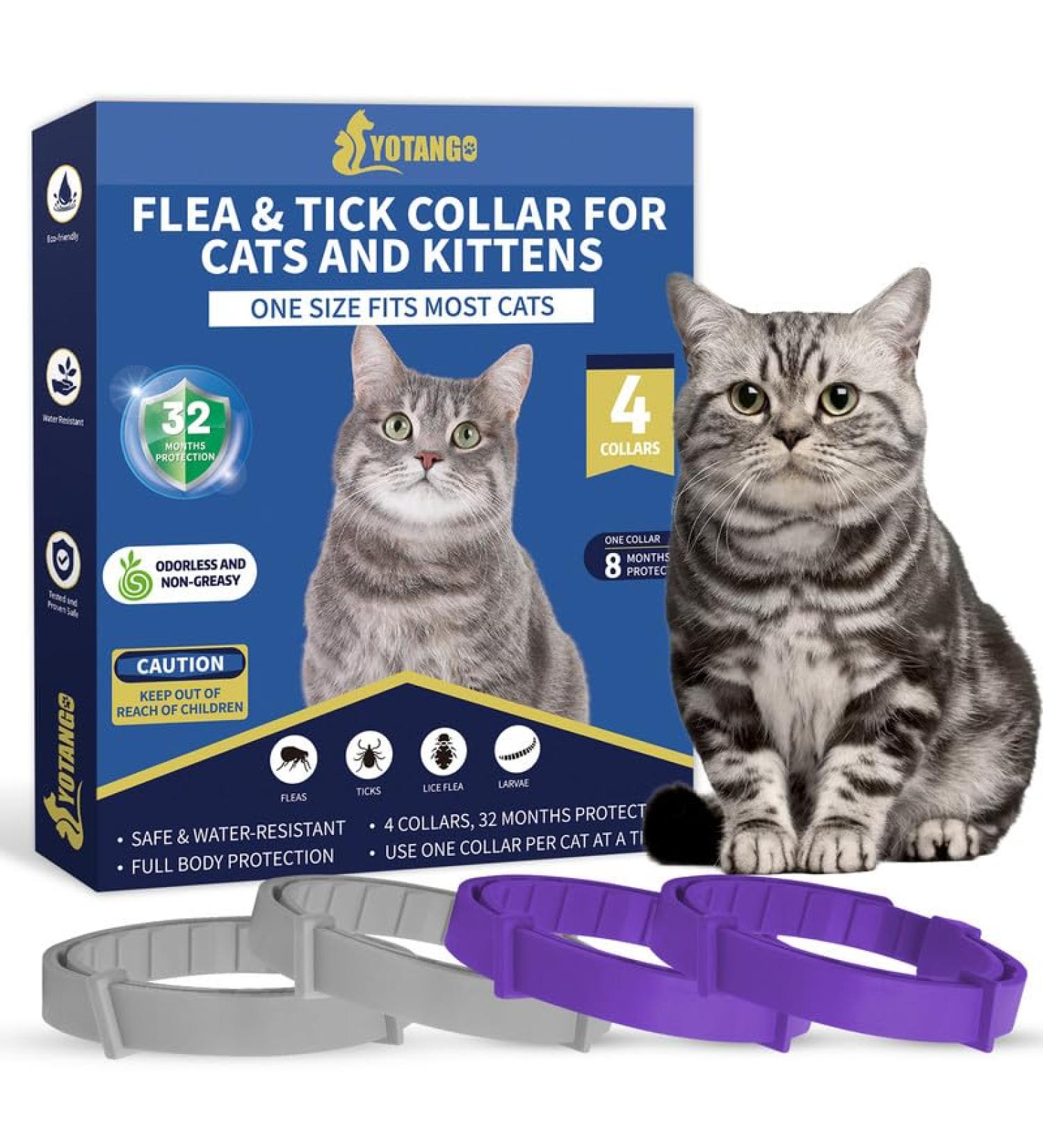 YOTANGO Cat Collar Repellent 4 Pack Cat Collar-Built-in Pant-Based Formula Strong Repellency Slow Release Pleasant Aroma Waterproof (PurpleGrey) - Buy Online on SooperMarket.com