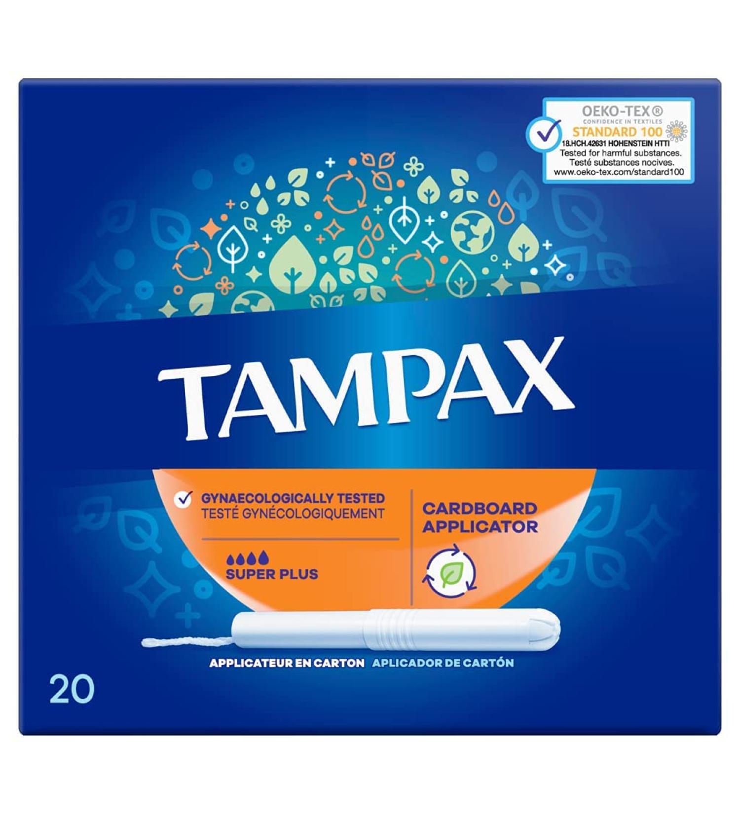 Tampax Super Plus Tampons Applicator Box - 20 Count | Buy Internationally | Best Absorbency & Comfort - Buy Online on SooperMarket.com