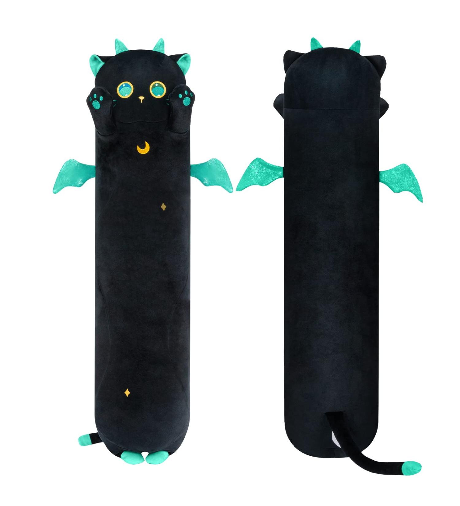 Mewaii 90cm Black Plush Cat Toy | Cuddly Long Kittens with Big Eyes - Perfect Gift & Soft Pillow - Buy Online on SooperMarket.com