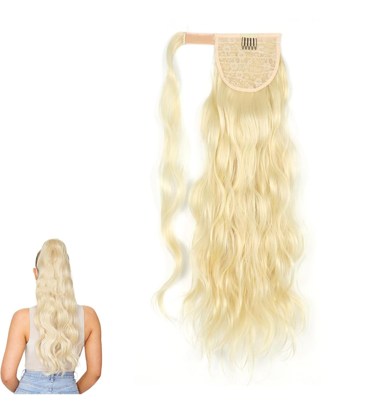 Ponytail Extension Long Curly Wave | Synthetic Hairpiece 24 inch | Heat Resistant Wrap Around Ponytail for Women - Prinfantasy MW132 - Buy Online on SooperMarket.com