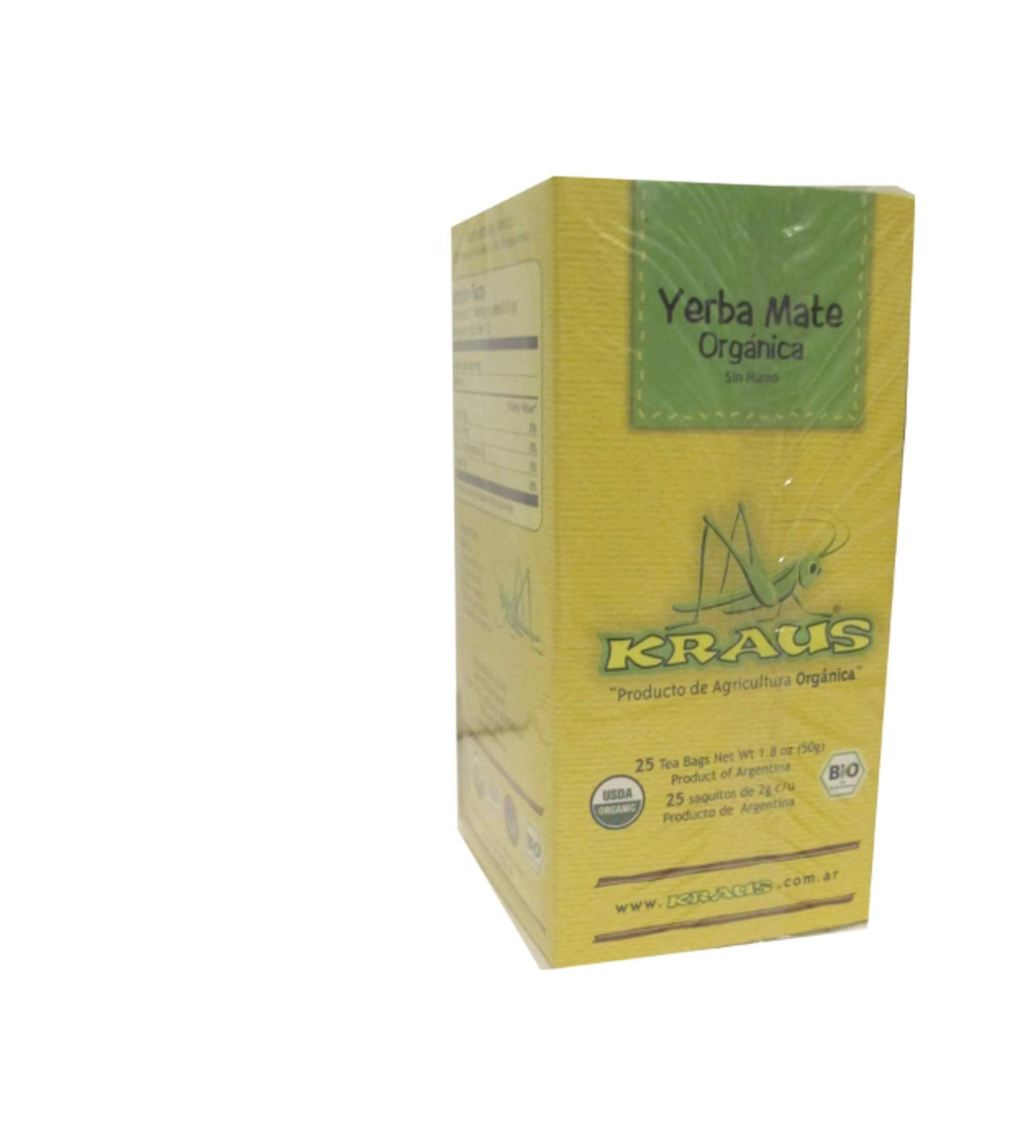 Organic Yerba Mate Kraus Teabags x 50 50 Count (Pack of 1)