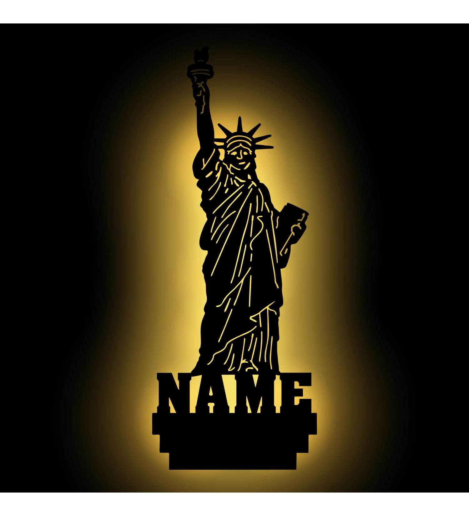 USA Statue of Liberty Night Light Lamp - Custom Name Gift for USA Fans | Decorative Wall Sticker - Buy Online on SooperMarket.com