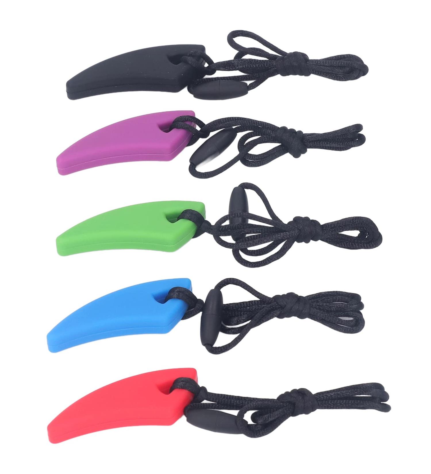 5pcs Sensory Chew Necklace | Oral Motor Aids for Anxiety Relief | Silicone Teether for ADHD & Autism | Food Grade Safety - Buy Online on SooperMarket.com