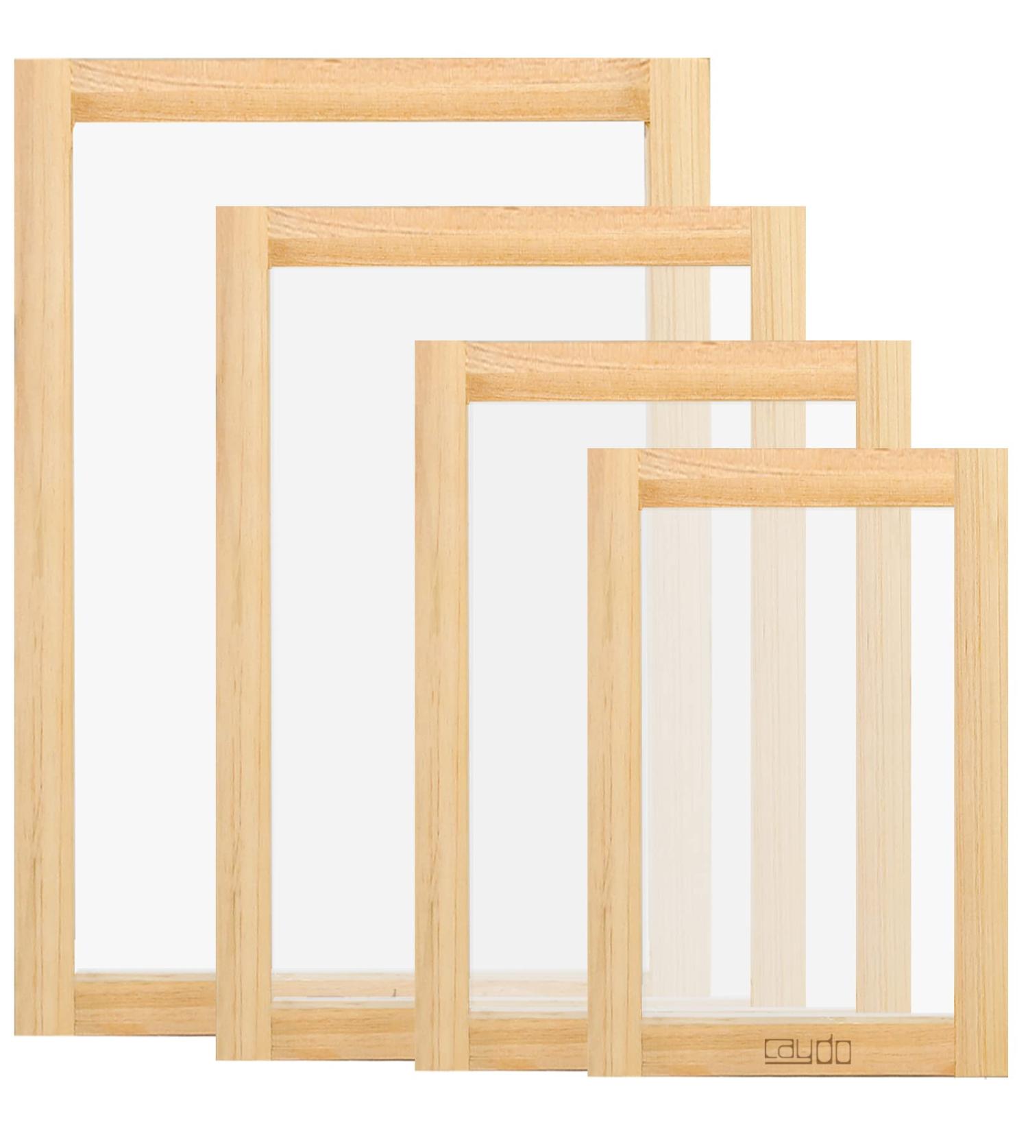 Caydo 4 Pieces Screen Printing Frames Set - 110 Mesh, Ideal for Beginners and Kids - 4 Sizes Included: 9x5.1, 10.6x6.7, 12.2x8.2, 14x10 Inches - Buy Online on SooperMarket.com