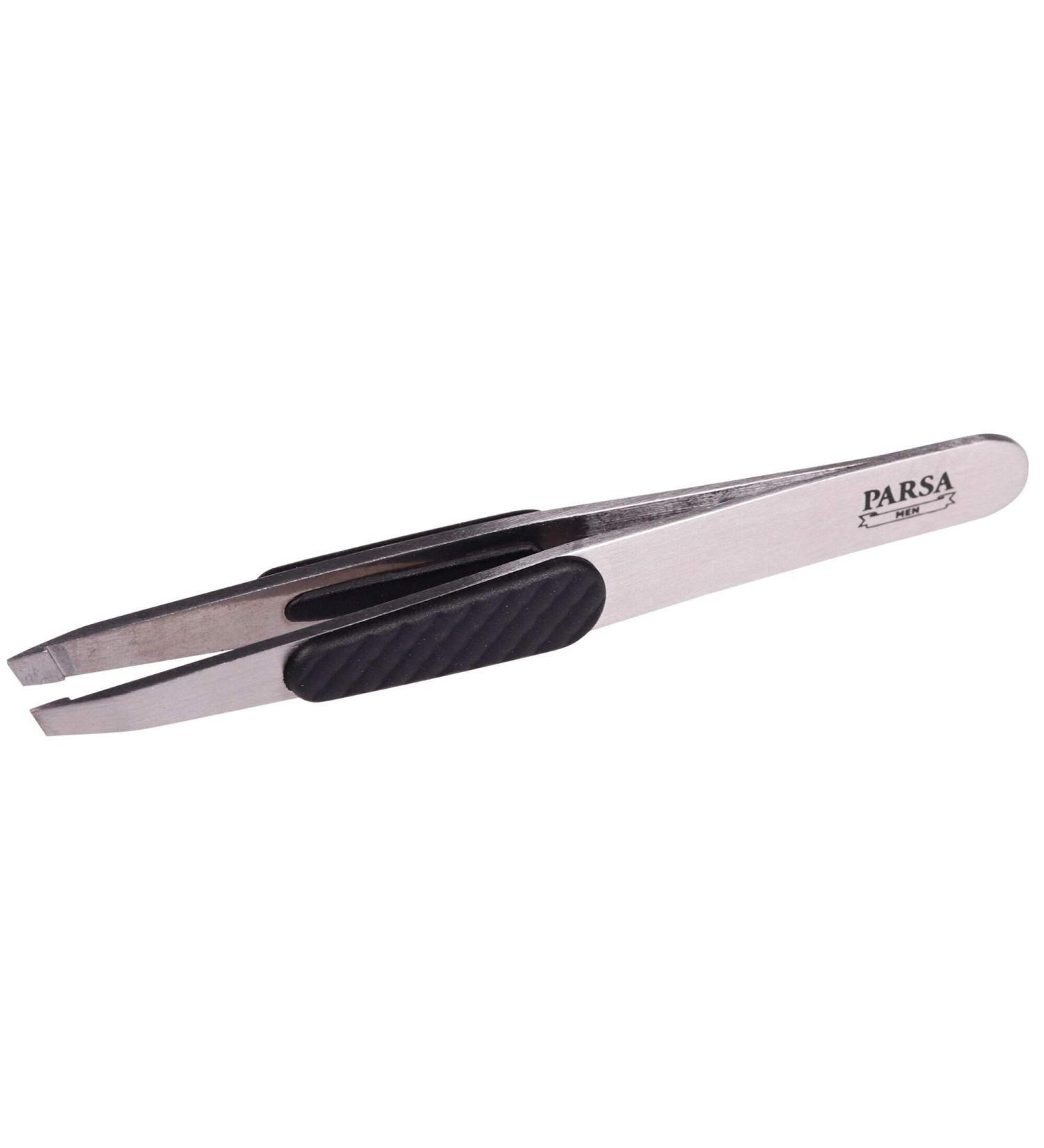 Parsa Men Professional Tweezers 9.6 cm | Sloping Grip Eyebrow Plucking Tool - Precision Hair Removal - Buy Online on SooperMarket.com