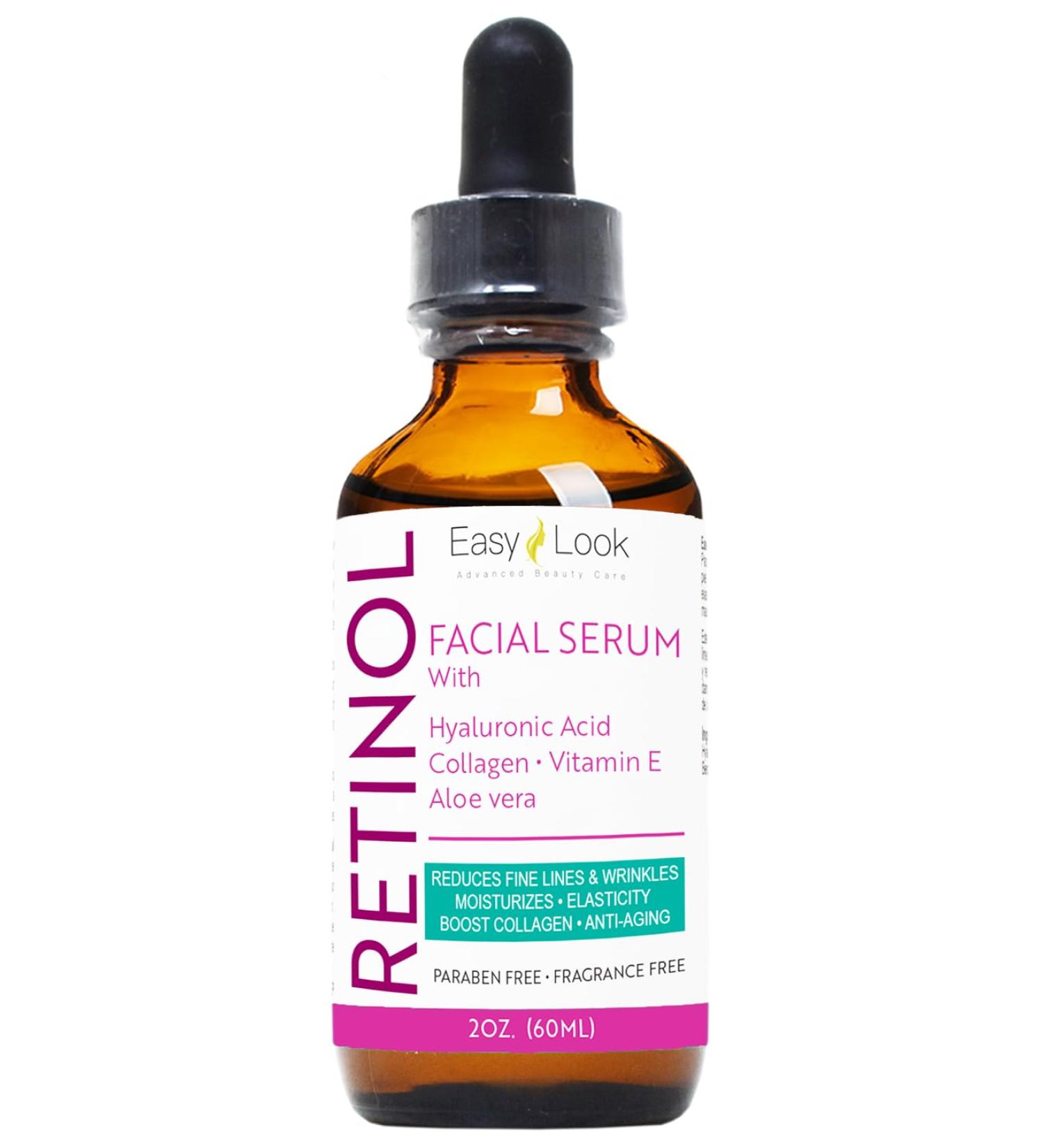 Buy Retinol Serum for Face - Anti-Aging Hydrating Hyaluronic Acid Collagen & Vitamin E - Tighten Lift & Plump All Skin Types - 2 Fl Oz - Buy Online on SooperMarket.com