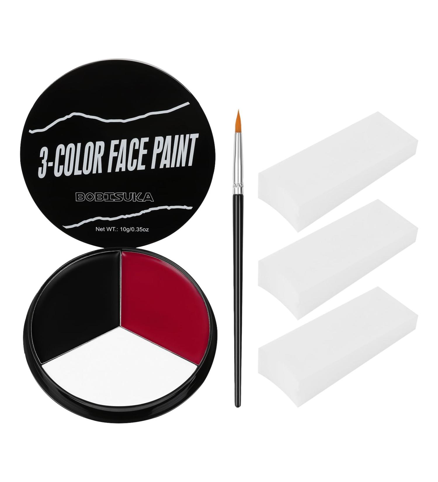 Buy Black White Red Face Paint Kit - Includes 3 Sponges & Brush | Perfect for Baseball Softball Halloween Makeup Cosplay & Theme Parties - Buy Online on SooperMarket.com