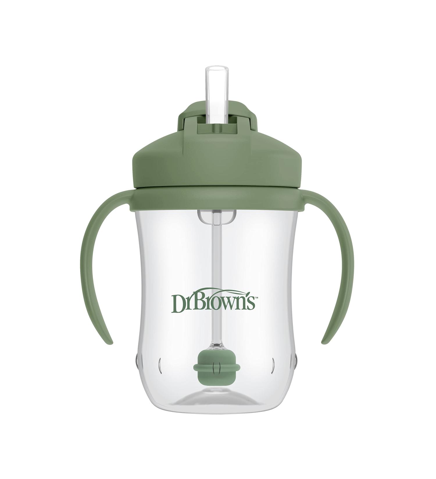 Dr. Brown's Milestones Baby's First Straw Cup 6m+ | Olive Green Sippy Cup 9oz/270ml - Buy Online on SooperMarket.com