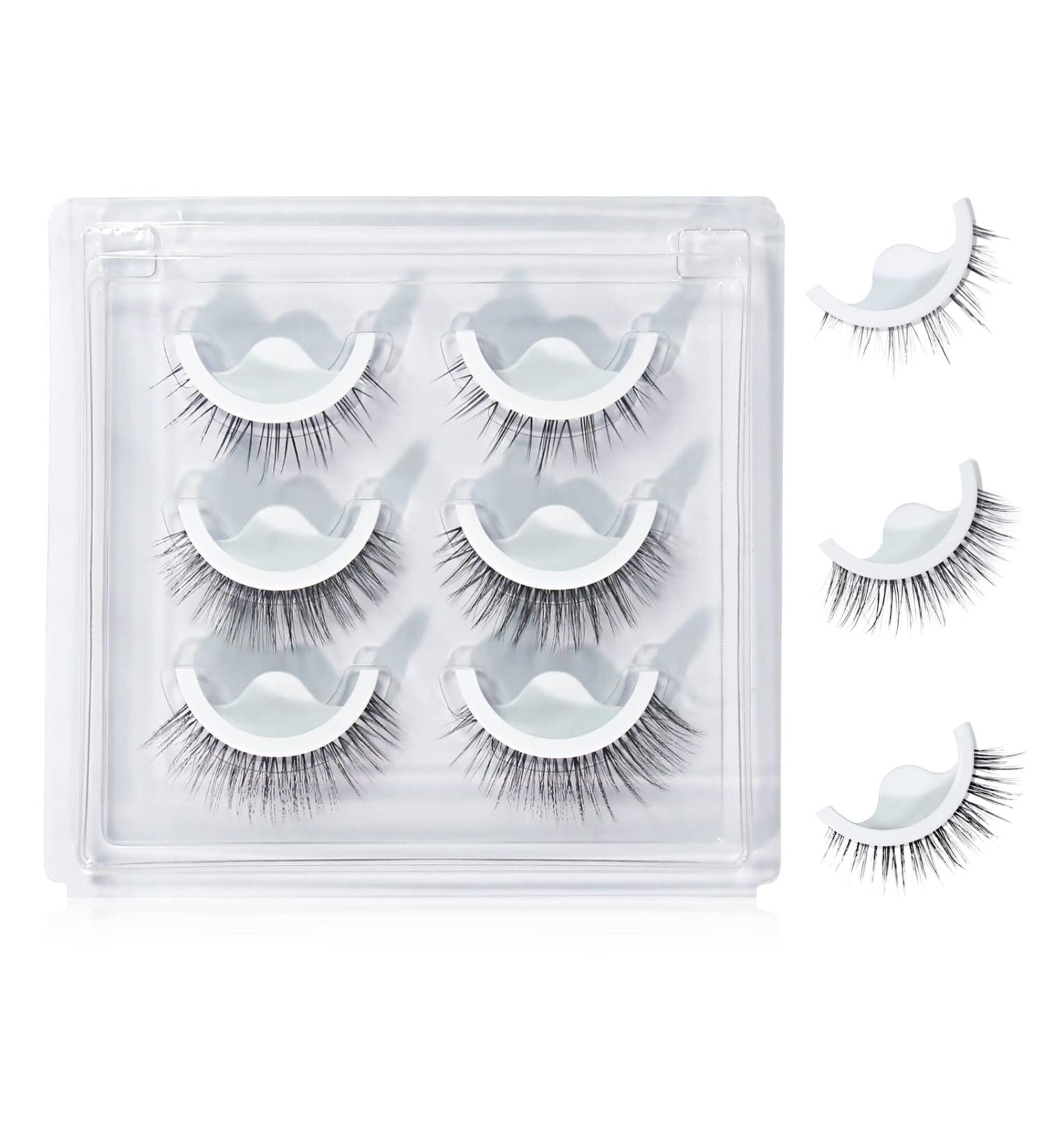 Self Adhesive Eyelashes - No Glue No Eyeliner Reusable Natural Look Lashes (3 Pairs) - Lightweight & Portable - Buy Online on SooperMarket.com