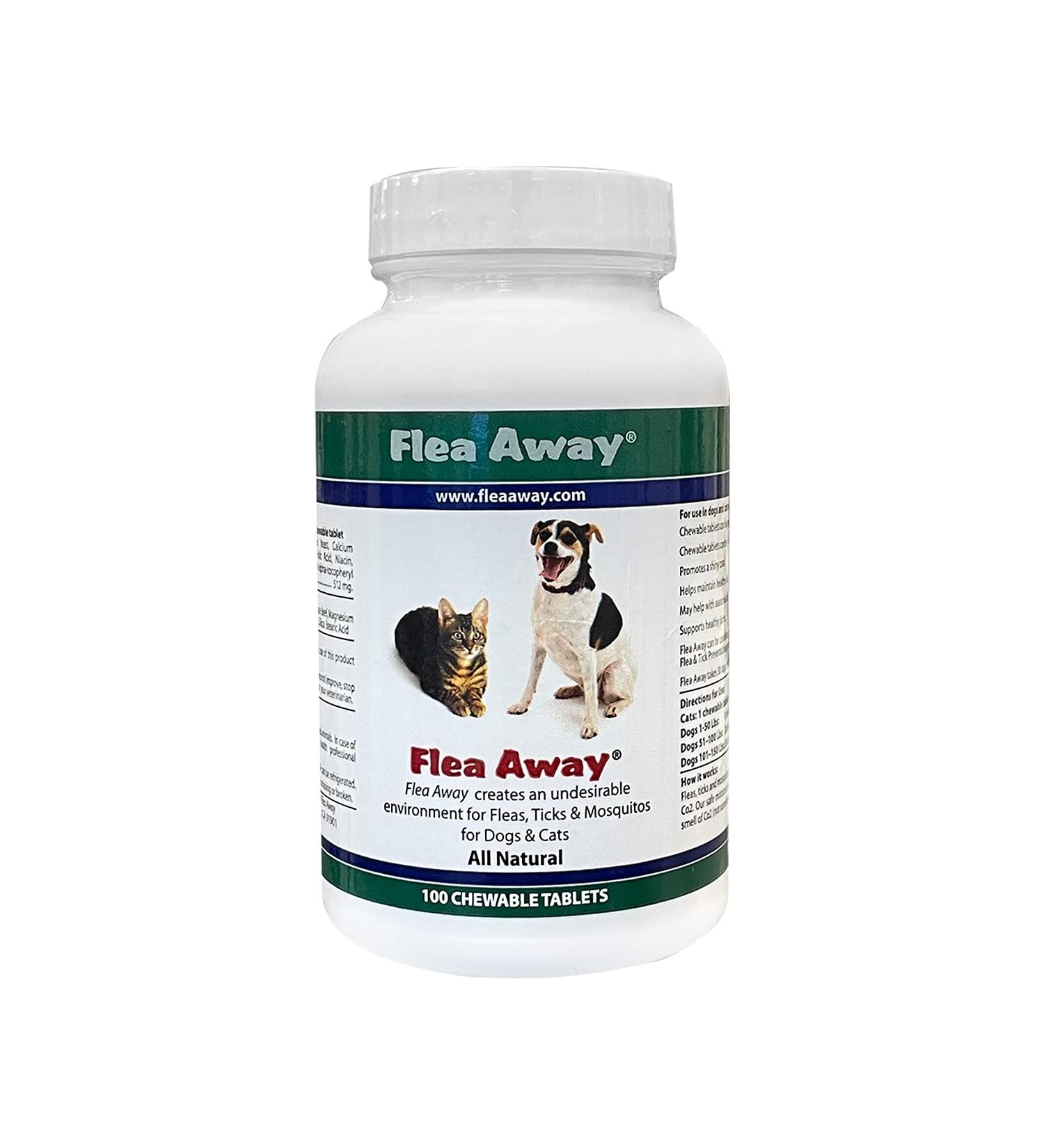 Natural Flea Away Repellent for Dogs and Cats - 100 Chewable Tablets - Buy Online on SooperMarket.com