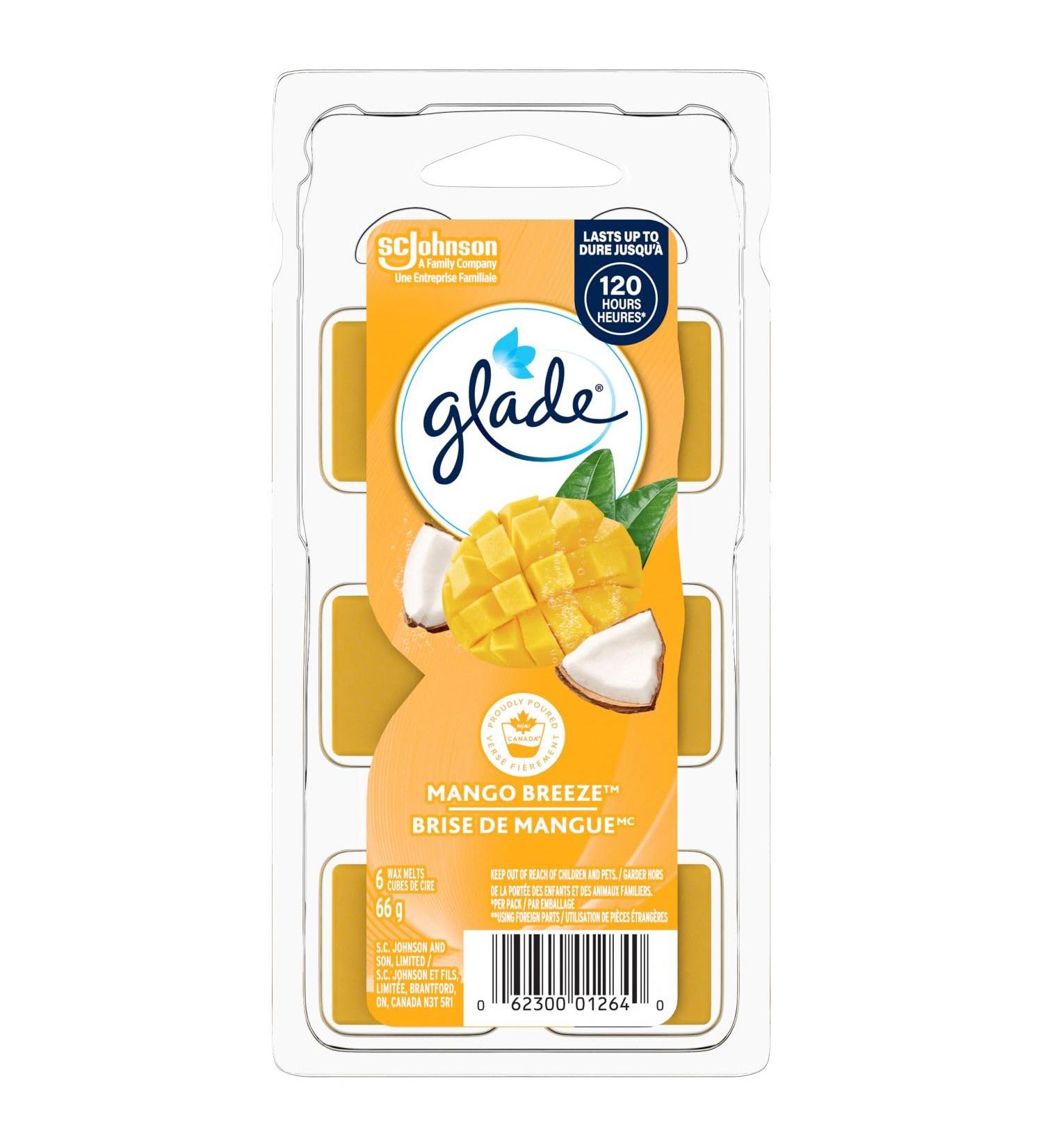Glade Wax Melts Air Freshener and Odor Eliminator Scented Essential Oils for Home and Bathroom Mango Breeze 6 Count - Buy Online on SooperMarket.com