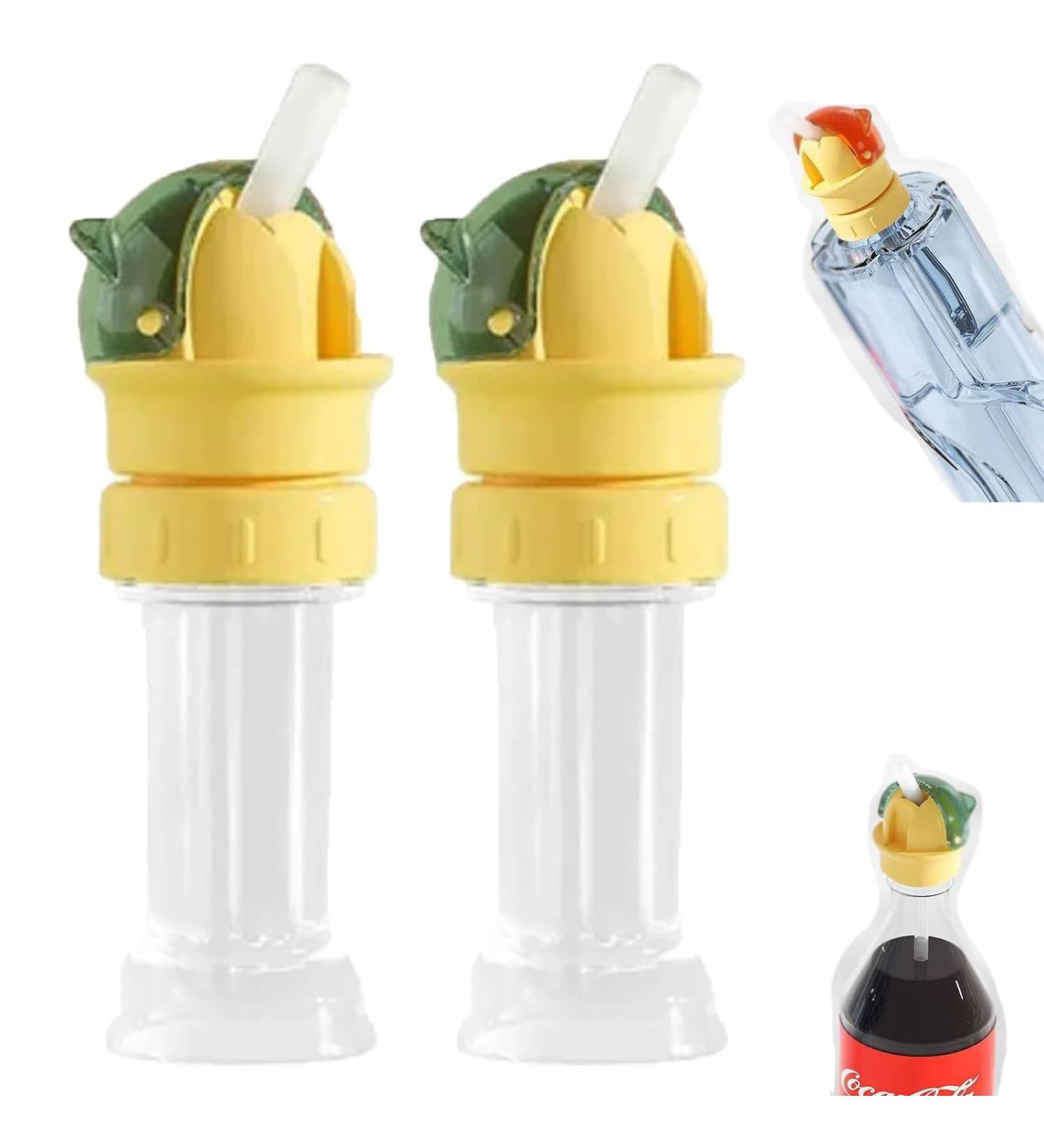 Reusable Children Beverage Water Bottle Straw Lid Water Bottle Twist Cover Cap With Straw Protects Kids Mouth No Spill Silicone Water Bottle For Most Beverage Bottles (Green 2PCS) - Buy Online on SooperMarket.com