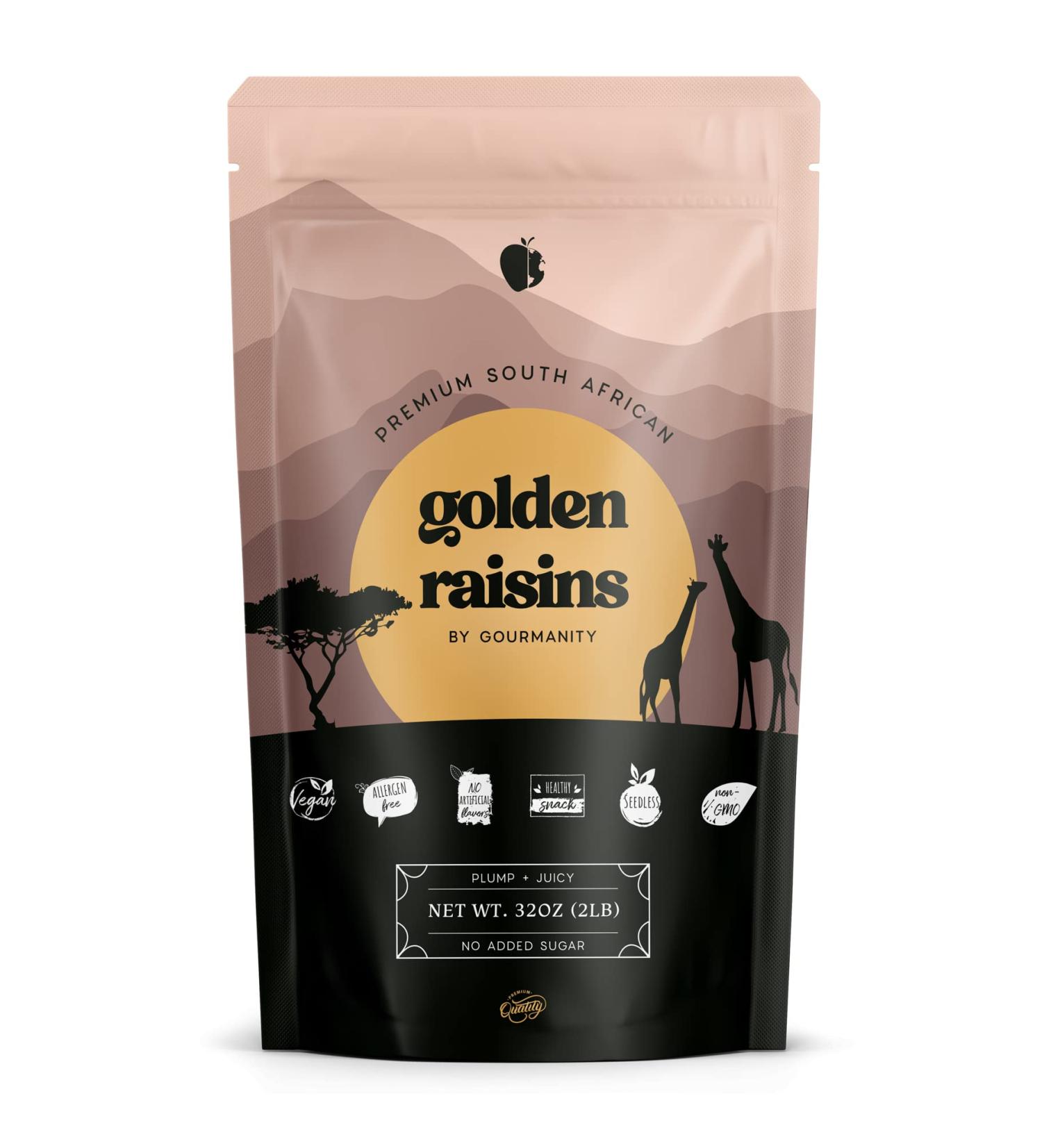 Gourmanity South African Golden Raisins 2 LB Bulk Pack - Sultanas for Baking - No Sugar Added - 32oz - Buy Online on SooperMarket.com
