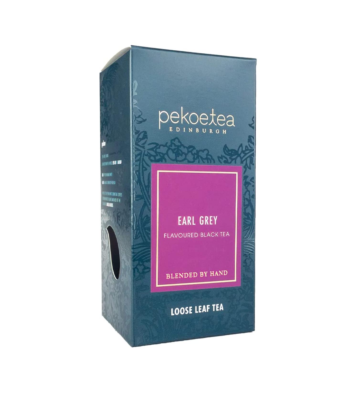 PekoeTea Edinburgh Earl Grey Blue Flower Tea - Citrus Earl Grey Luxury Blend | Chinese Black Tea with Bergamot Oil - Loose Leaf or Teabags 50g - Buy Online on SooperMarket.com