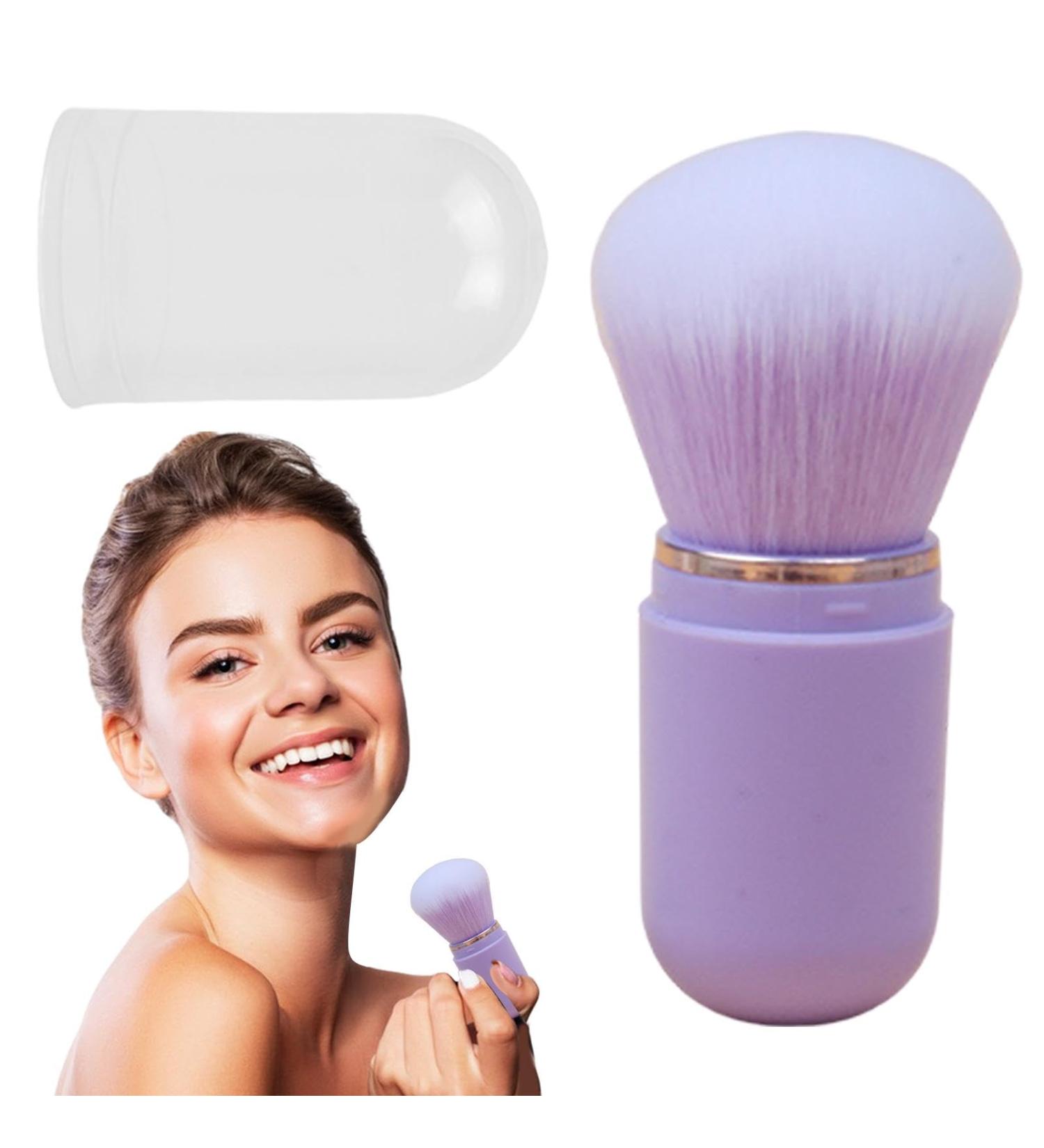 Veeteah Retractable Blush Brush Compact Powder Brush | Retractable Travel Powder Blush Brush Soft Bristles for Daily Use for Travel purple - Buy Online on SooperMarket.com