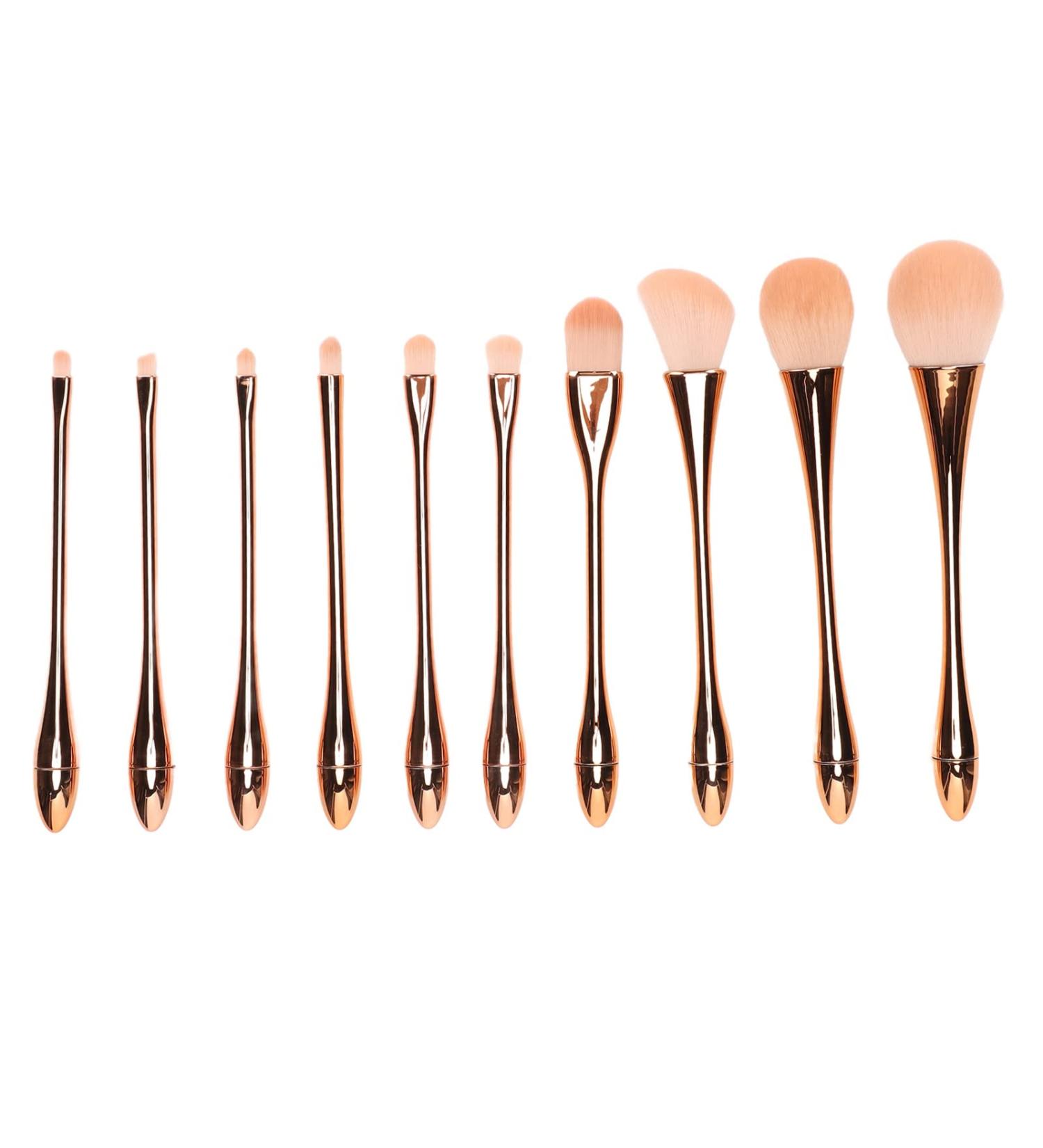 10pcs Pink Gold Makeup Brush Set - Face & Eyeshadow Brushes for Powder Cream & Liquid Makeup - Buy Online on SooperMarket.com