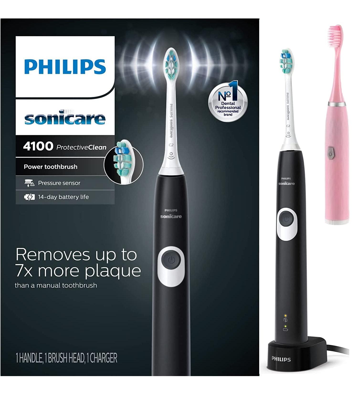 Philips Sonicare ProtectiveClean 4100 Electric Toothbrush - Black, Plaque Control, Pressure Sensor, 2 Weeks Battery Life - Broage Random Color - Buy Online on SooperMarket.com